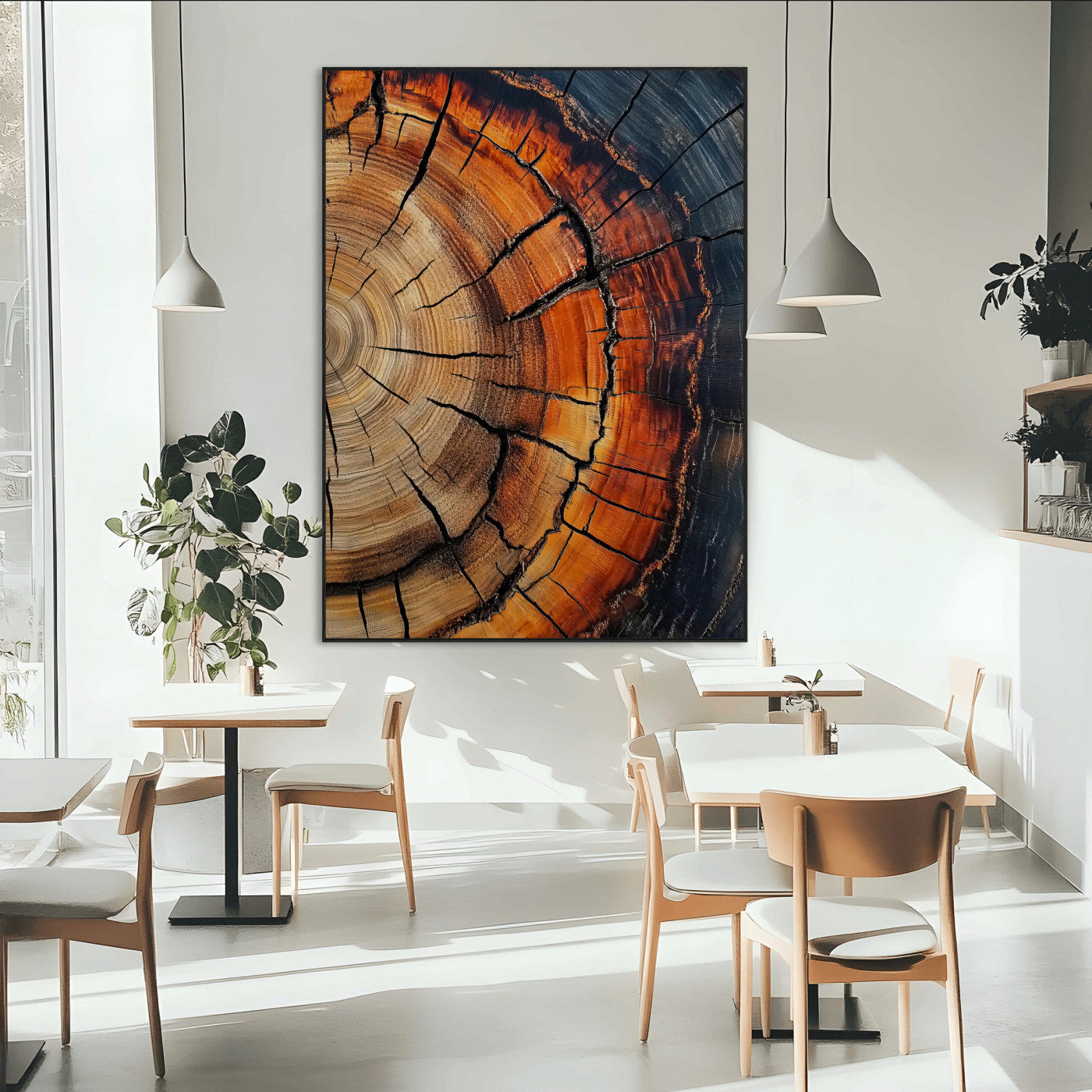 SEG-FC-51X34_Oversize - Wood Texture Wall Art Canvas Print, Framed Rustic Nature Art Picture Print, Earthy Tones Perfect Modern Rustic Decor Artwork