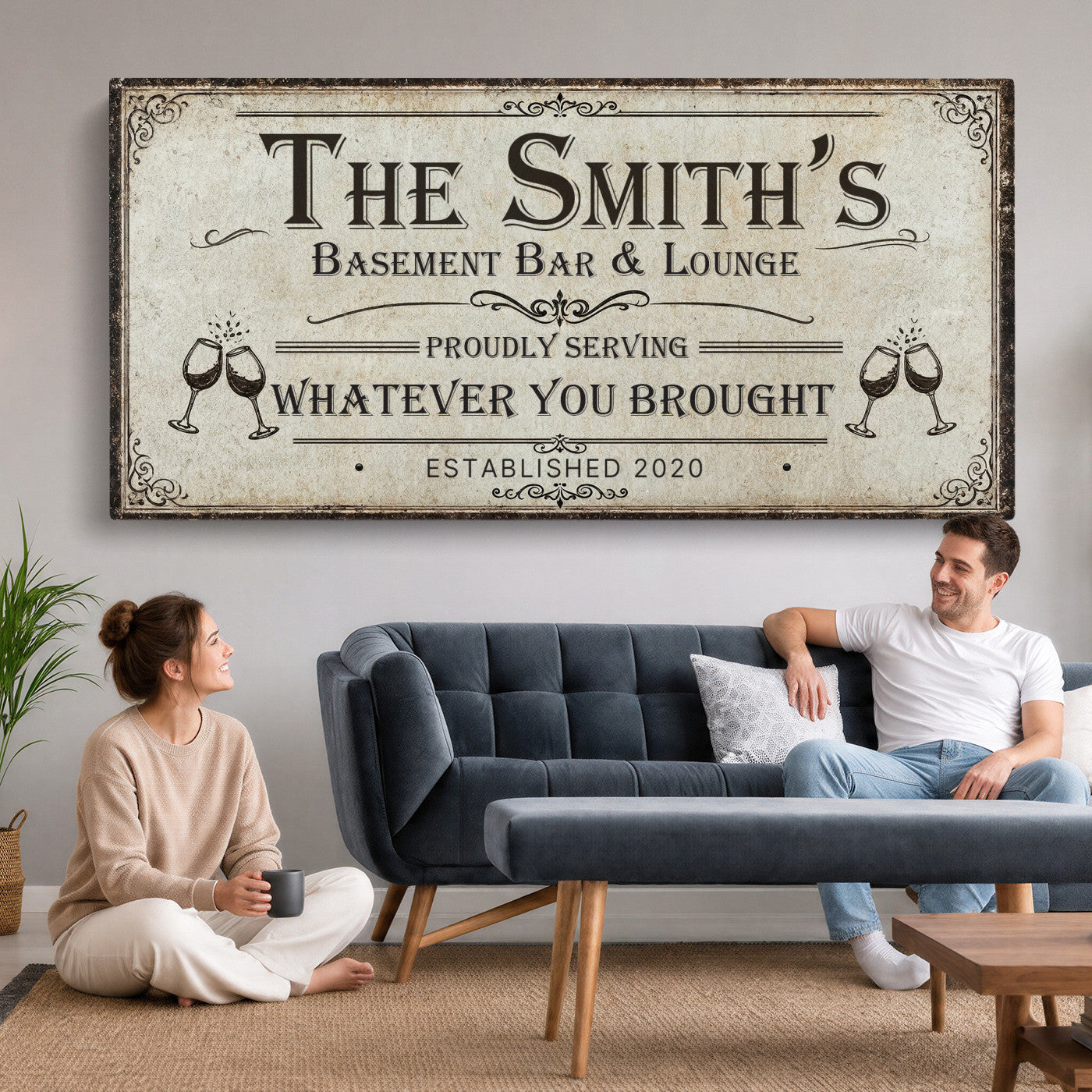22440205-PAN-FL-20X10 - Custom Bar Sign Wall Art Canvas Print