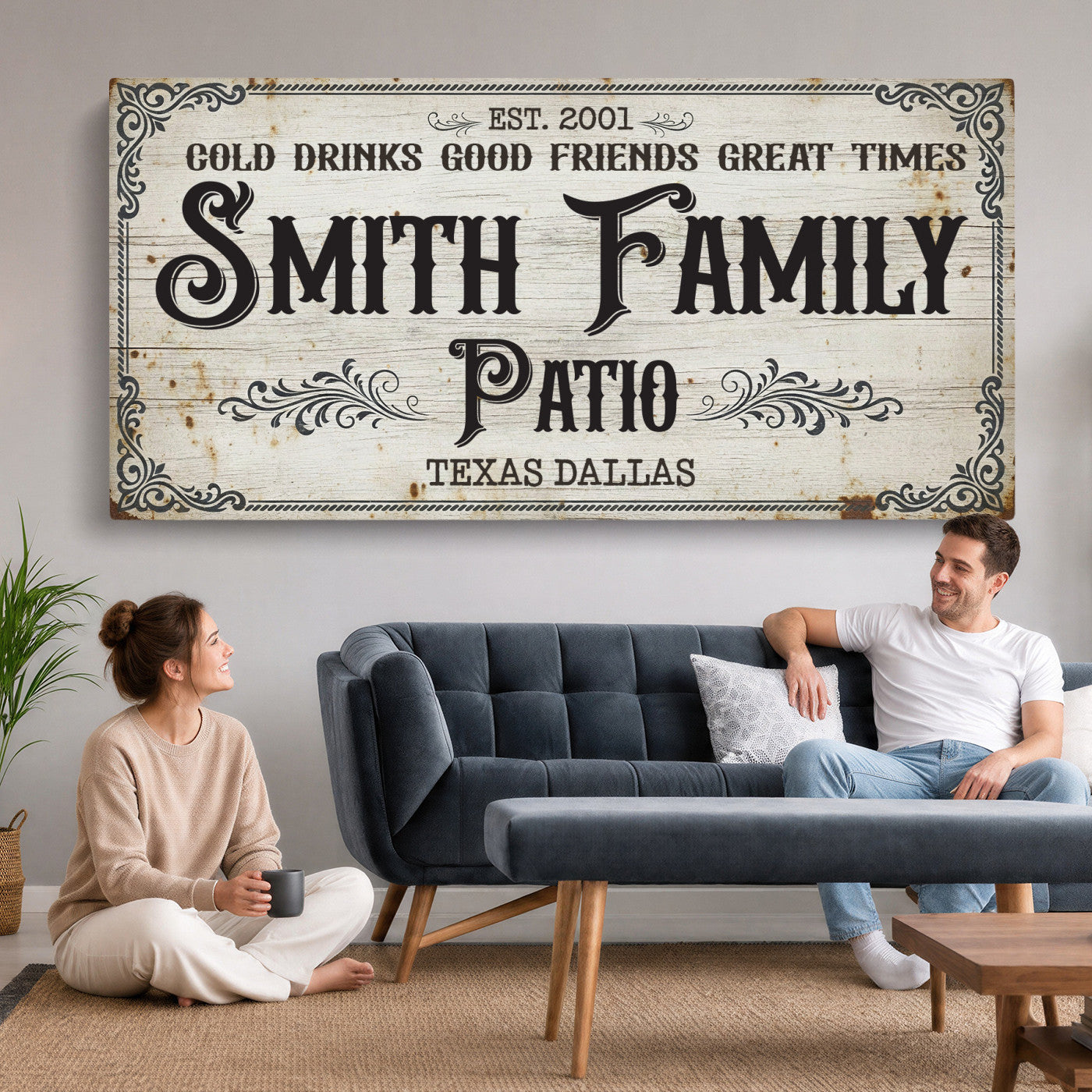 82858529-PAN-FL-20X10 - Custom Bar Sign Wall Art Canvas Print