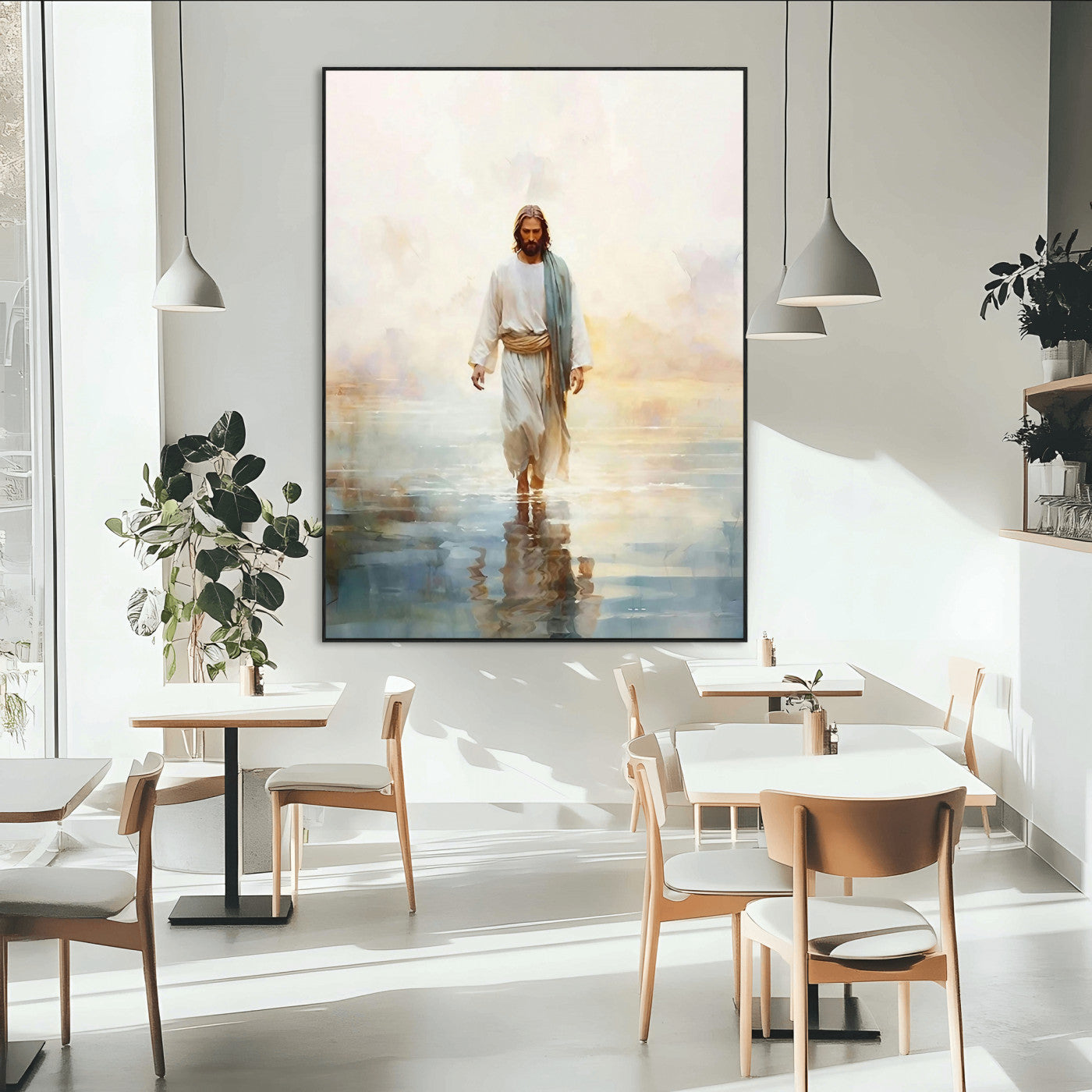 SEG-FC-51X34_Oversize - Jesus Walking on Water Wall Art Canvas Print, Christian Wall Art Print, God Jesus Print