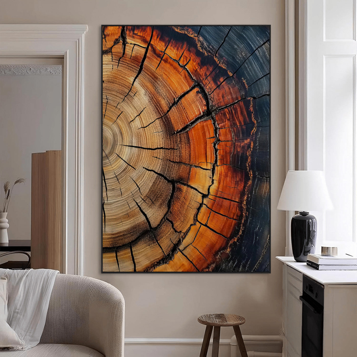 SEG-FC-51X34_Oversize - Wood Texture Wall Art Canvas Print, Framed Rustic Nature Art Picture Print, Earthy Tones Perfect Modern Rustic Decor Artwork