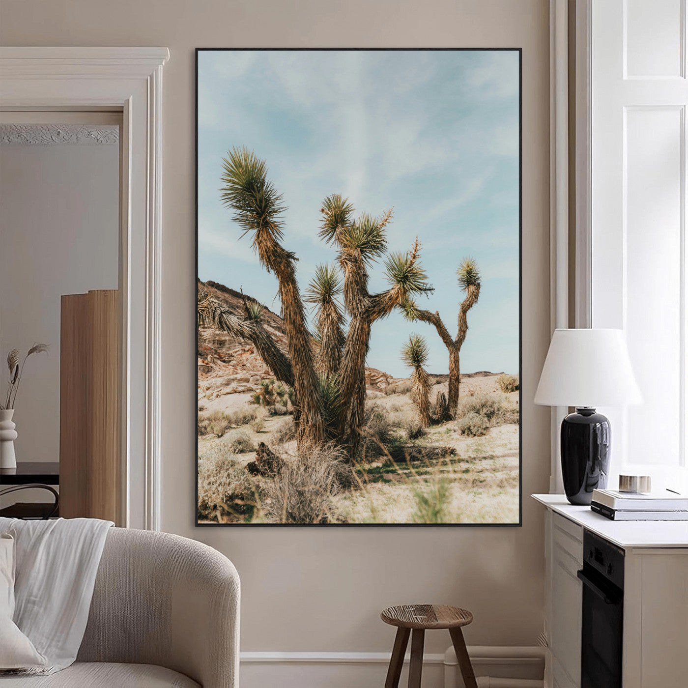 SEG-FC-51X34_Oversize - Joshua Tree Desert Canvas Print – Southwestern Boho Landscape Wall Art, Rustic Nature Scene for