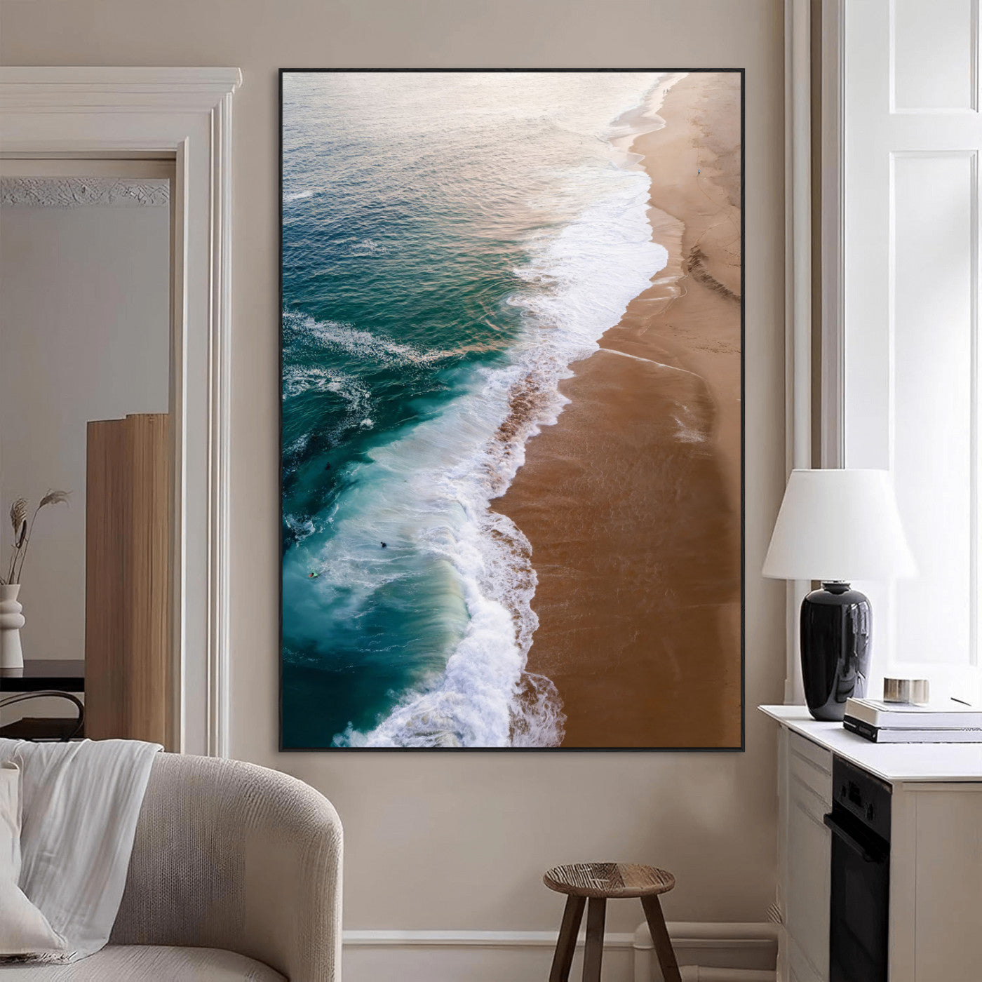 SEG-FC-51X34_Oversize - Serene Ocean Waves Beach Wall Art – Coastal Nature Canvas Print, Wrapped Canvas for Relaxing Decor in Living Room, Bedroom, Office