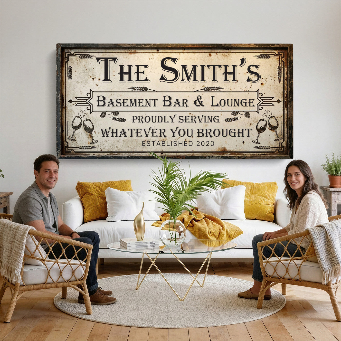 28317410-PAN-FL-20X10 - Custom Bar Sign Wall Art Canvas Print