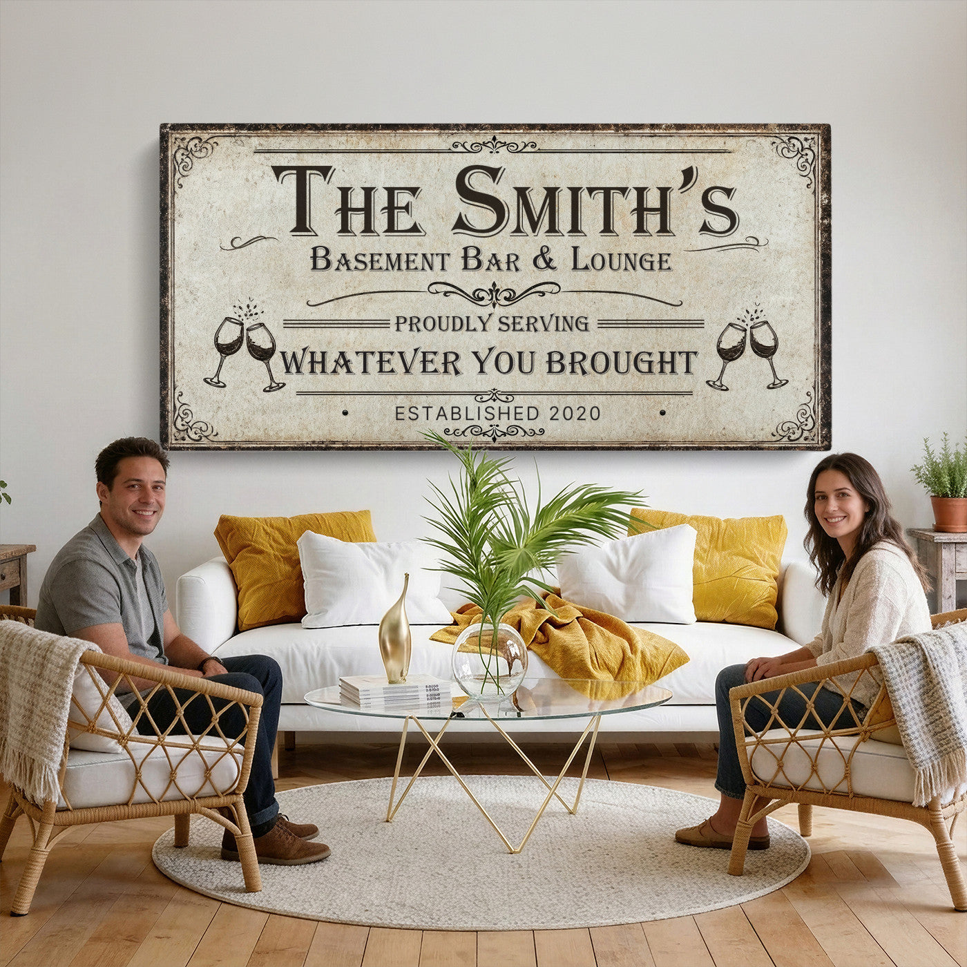 22440205-PAN-FL-20X10 - Custom Bar Sign Wall Art Canvas Print
