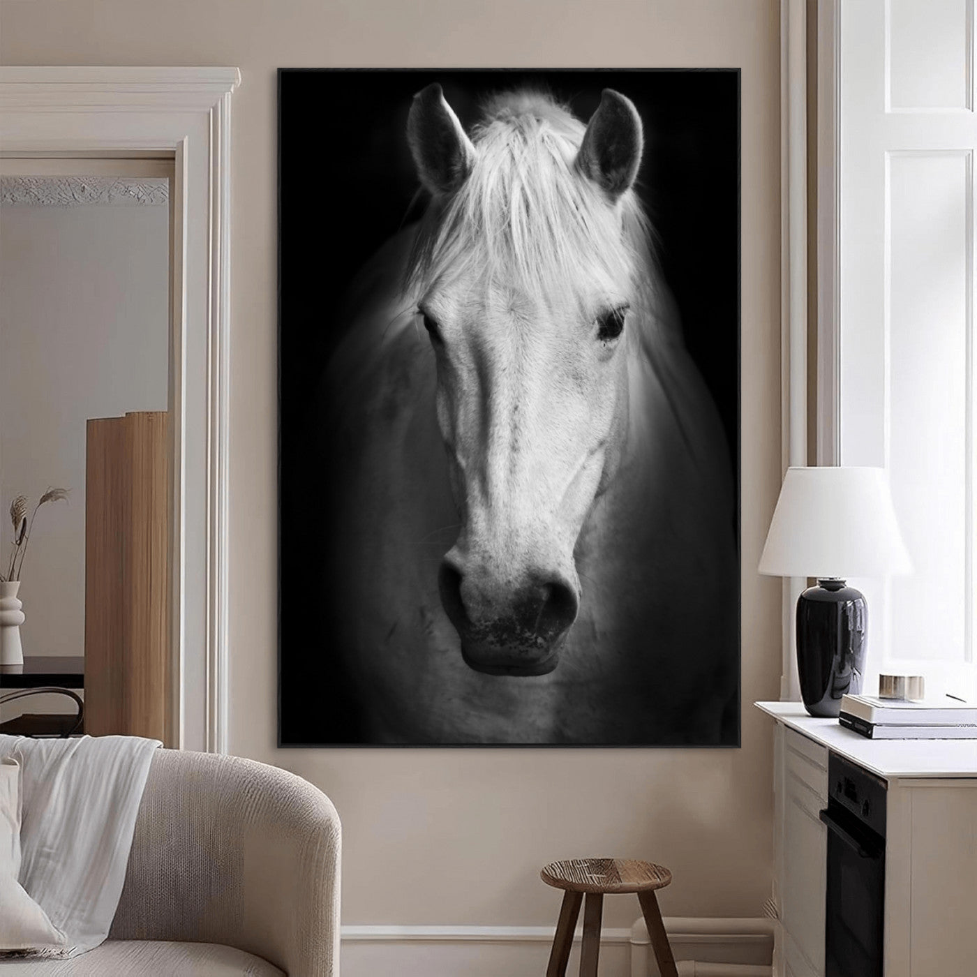 SEG-FC-51X34_Oversize - Large Wall Art White Horse Canvas Print
