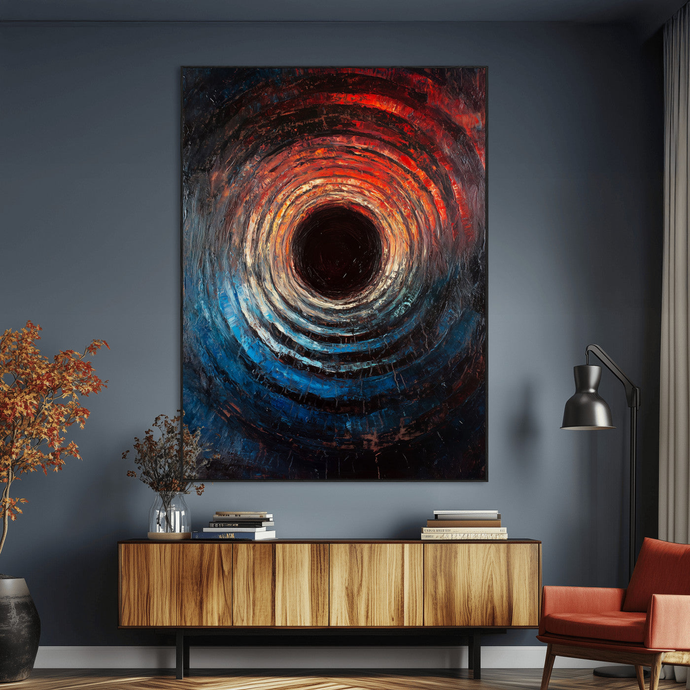 SEG-FC-51X34_Oversize - Wood Vortex Wall Art Canvas Print, Framed Abstract Swirl Art Picture Print, Wood Tree Texture Perfect Modern Decor Artwork