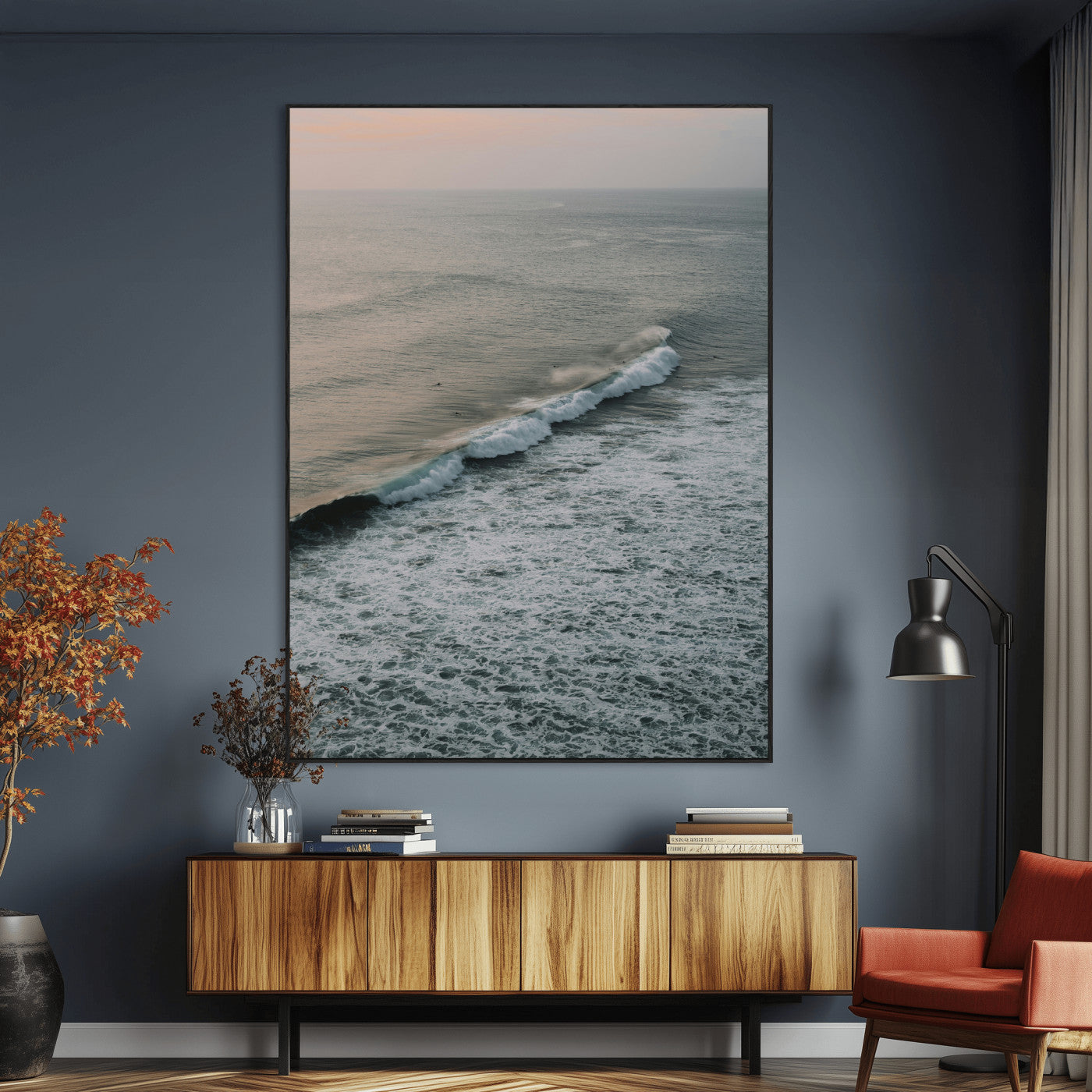 SEG-FC-51X34_Oversize - Ocean Waves Wall Art Canvas Print, Framed Coastal Serenity Art Picture Print, Relaxing Ocean Perfect Modern Coastal Decor Artwork