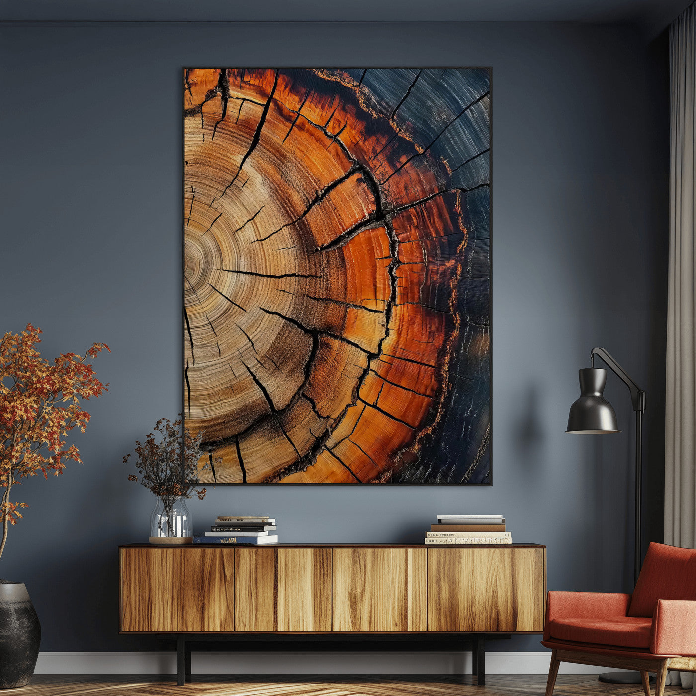 SEG-FC-51X34_Oversize - Wood Texture Wall Art Canvas Print, Framed Rustic Nature Art Picture Print, Earthy Tones Perfect Modern Rustic Decor Artwork