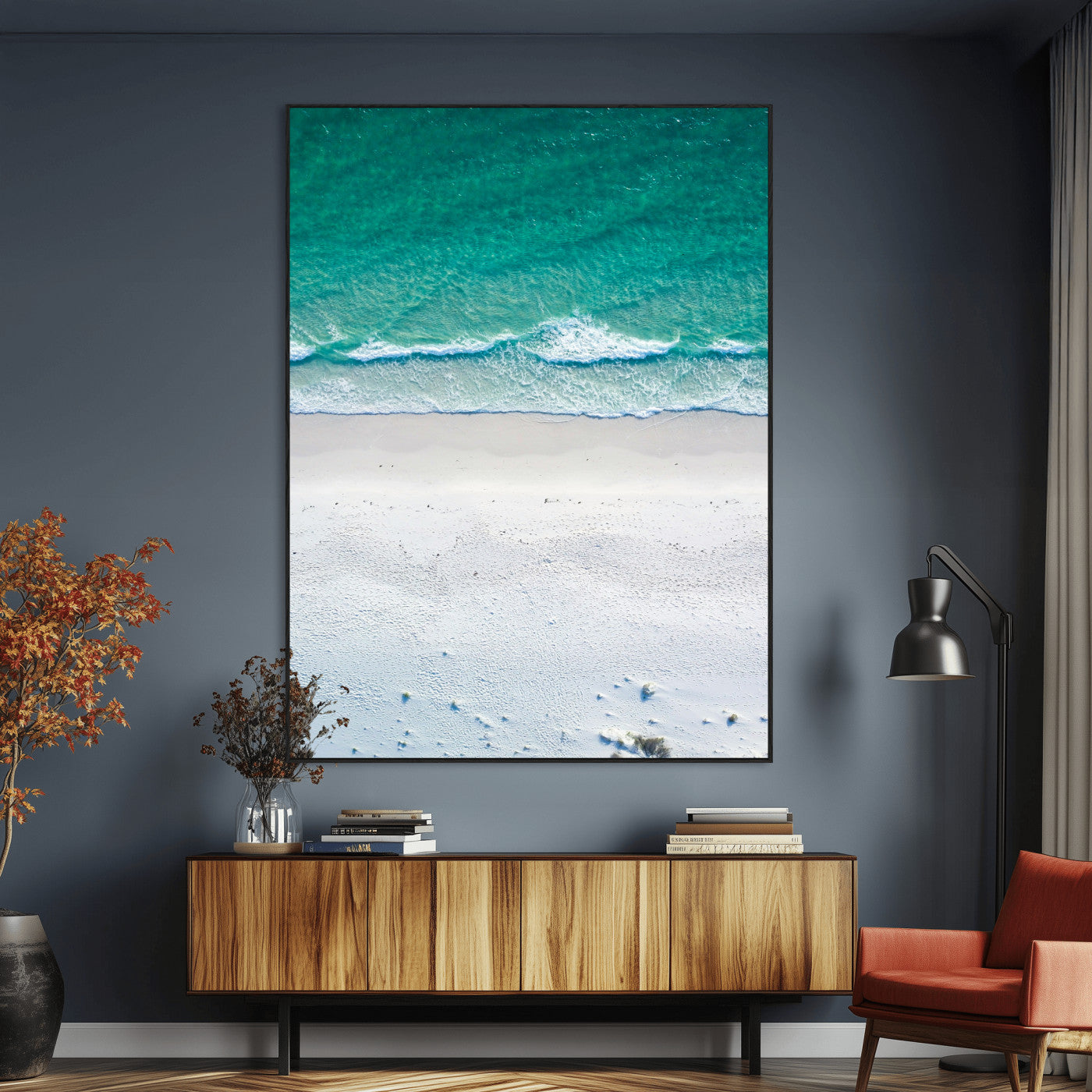 SEG-FC-51X34_Oversize - Soft Waves Wall Art Canvas Print, Framed Seaside Escape Art Picture Print, Minimalist Beach Aesthetic Perfect Coastal Minimalist Decor Artwork