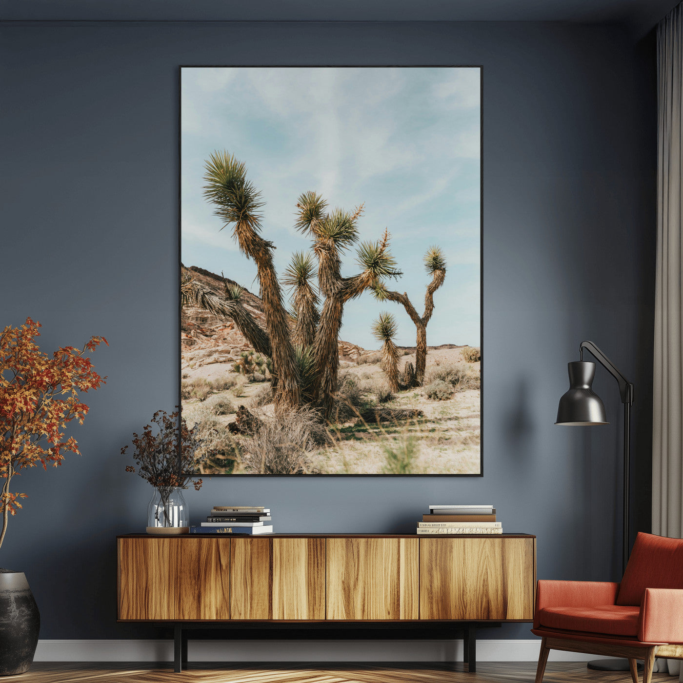 SEG-FC-51X34_Oversize - Joshua Tree Desert Canvas Print – Southwestern Boho Landscape Wall Art, Rustic Nature Scene for