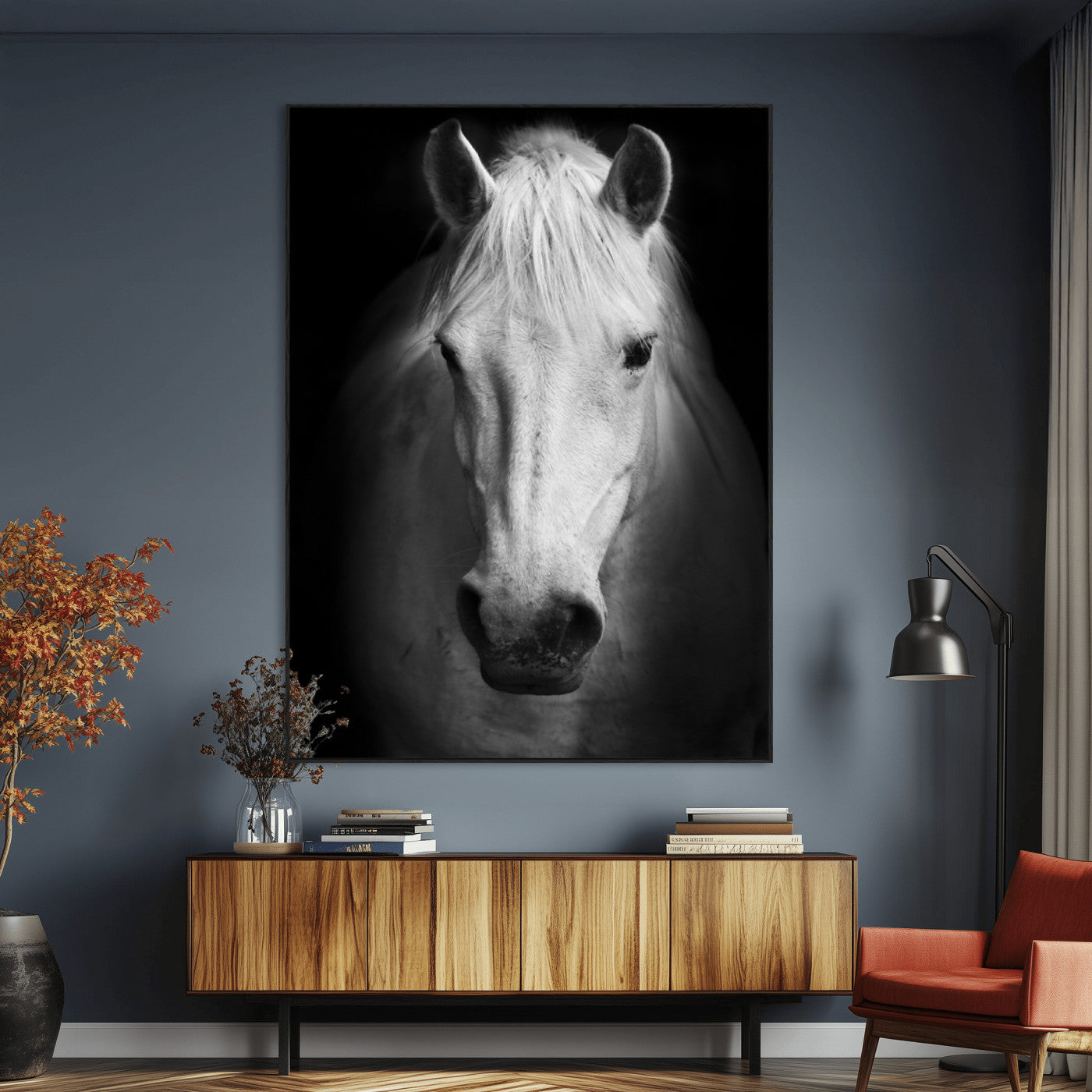 SEG-FC-51X34_Oversize - Large Wall Art White Horse Canvas Print