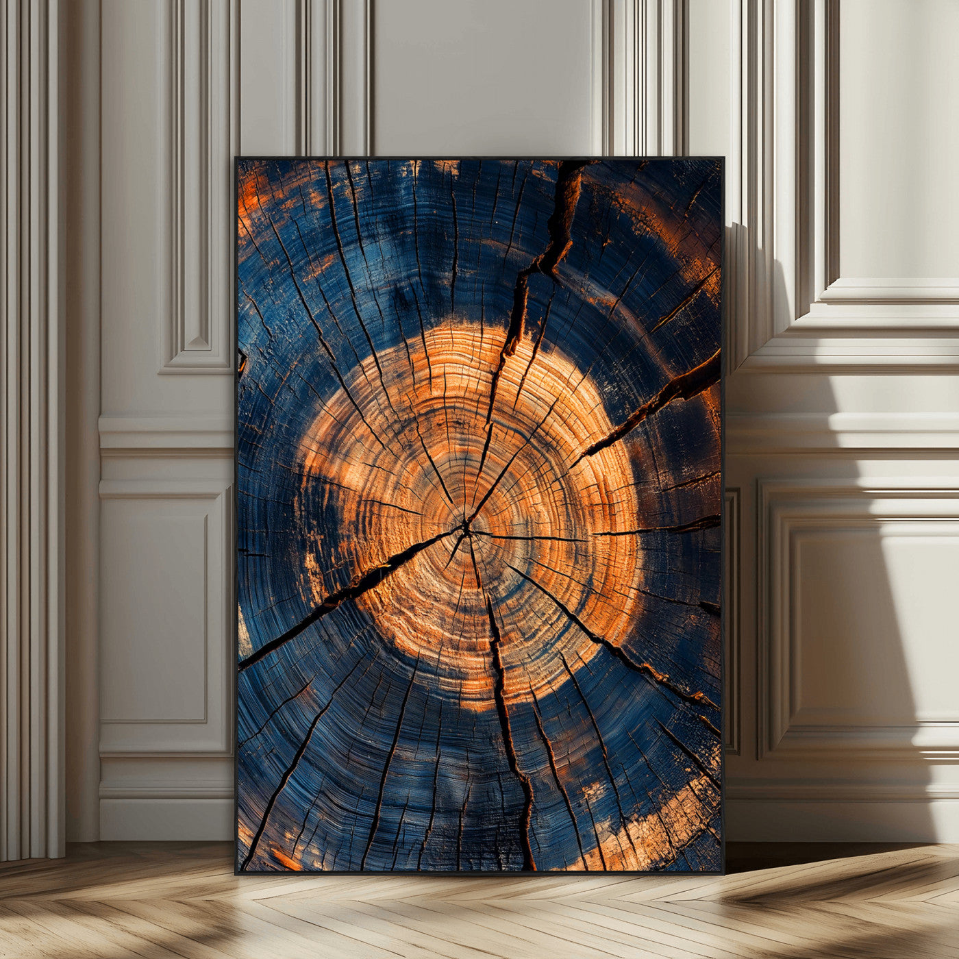SEG-FC-51X34_Oversize - Tree Rings Wall Art Canvas Print, Framed Rustic Texture Art Picture Print, Wood Grain Perfect Rustic Industrial Decor Artwork