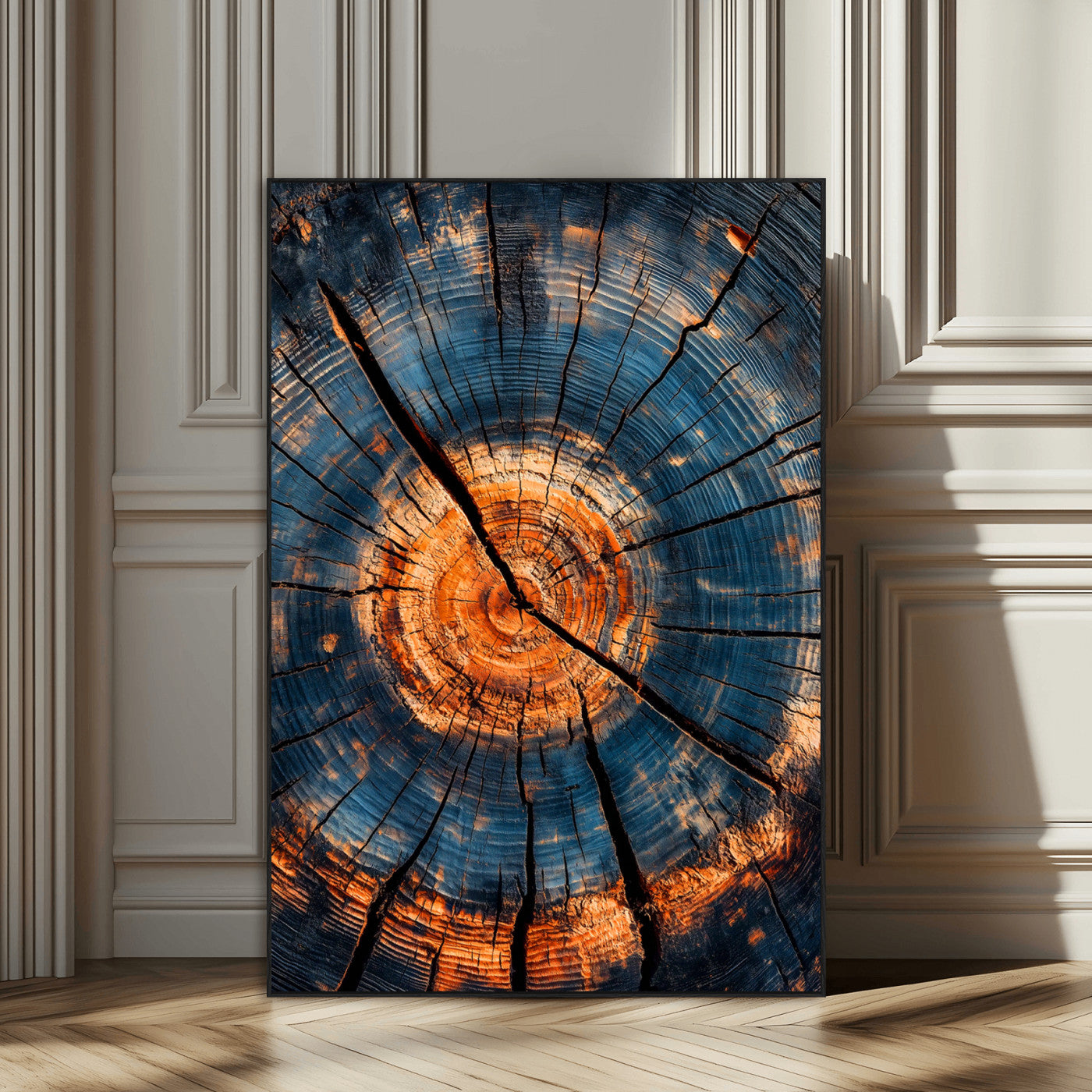 SEG-FC-51X34_Oversize - Tree Rings Wall Art Canvas Print, Framed Rustic Texture Art Picture Print, Wood Grain Perfect Rustic Industrial Decor Artwork