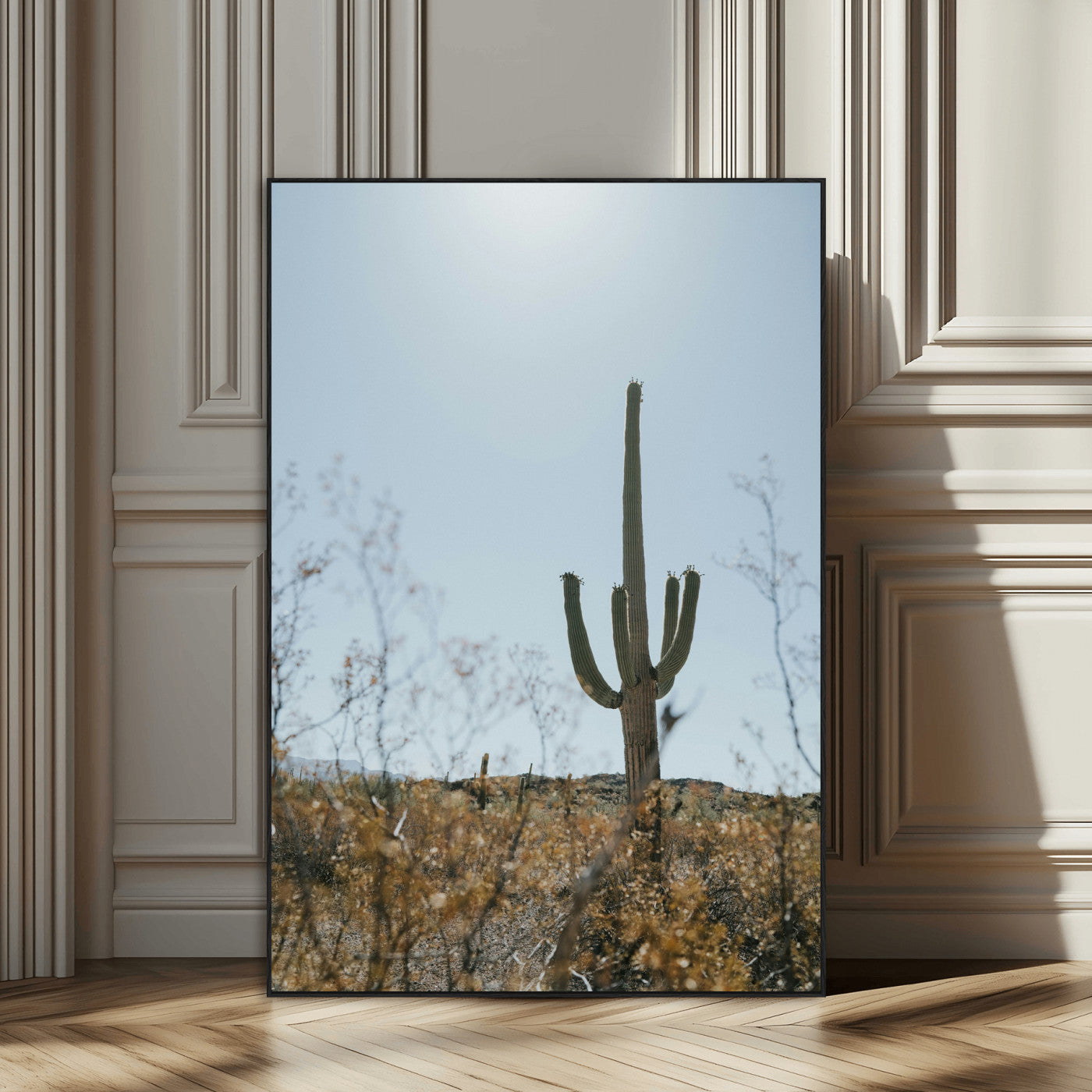 SEG-FC-51X34_Oversize - Saguaro Cactus Wall Art Canvas Print, Framed Desert Landscape Art Picture Print, Southwestern Aesthetic Perfect Southwestern Boho Decor Artwork
