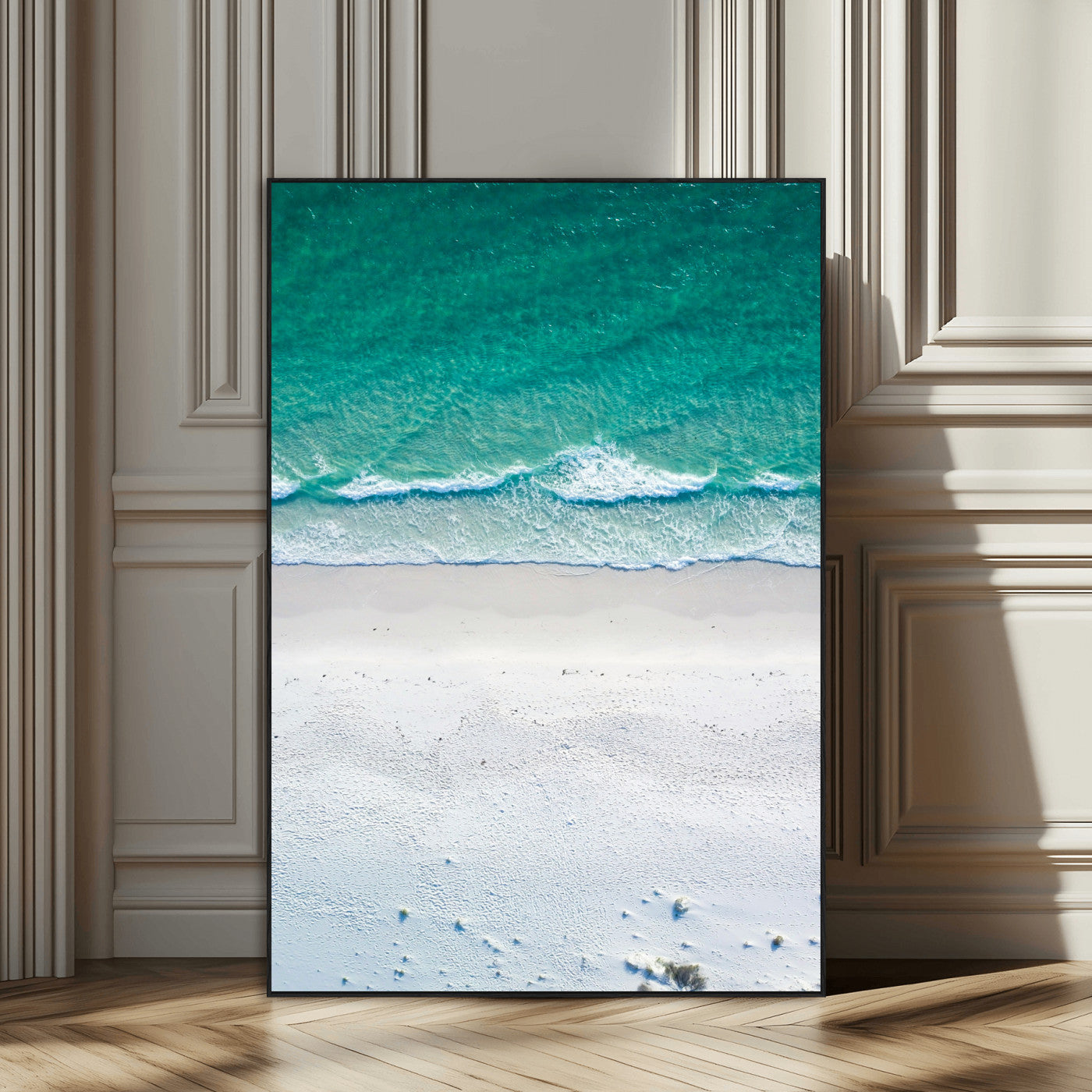 SEG-FC-51X34_Oversize - Soft Waves Wall Art Canvas Print, Framed Seaside Escape Art Picture Print, Minimalist Beach Aesthetic Perfect Coastal Minimalist Decor Artwork