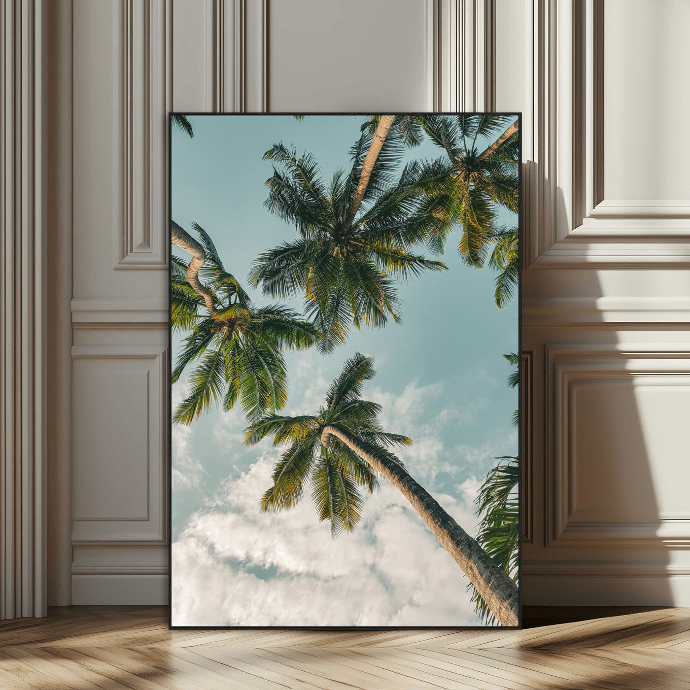 SEG-FC-51X34_Oversize - Tropical Palm Trees Wall Art Canvas Print, Framed Coastal Nature Art Picture Print, Relaxing Summer Vibes Perfect Boho Coastal Decor Artwork
