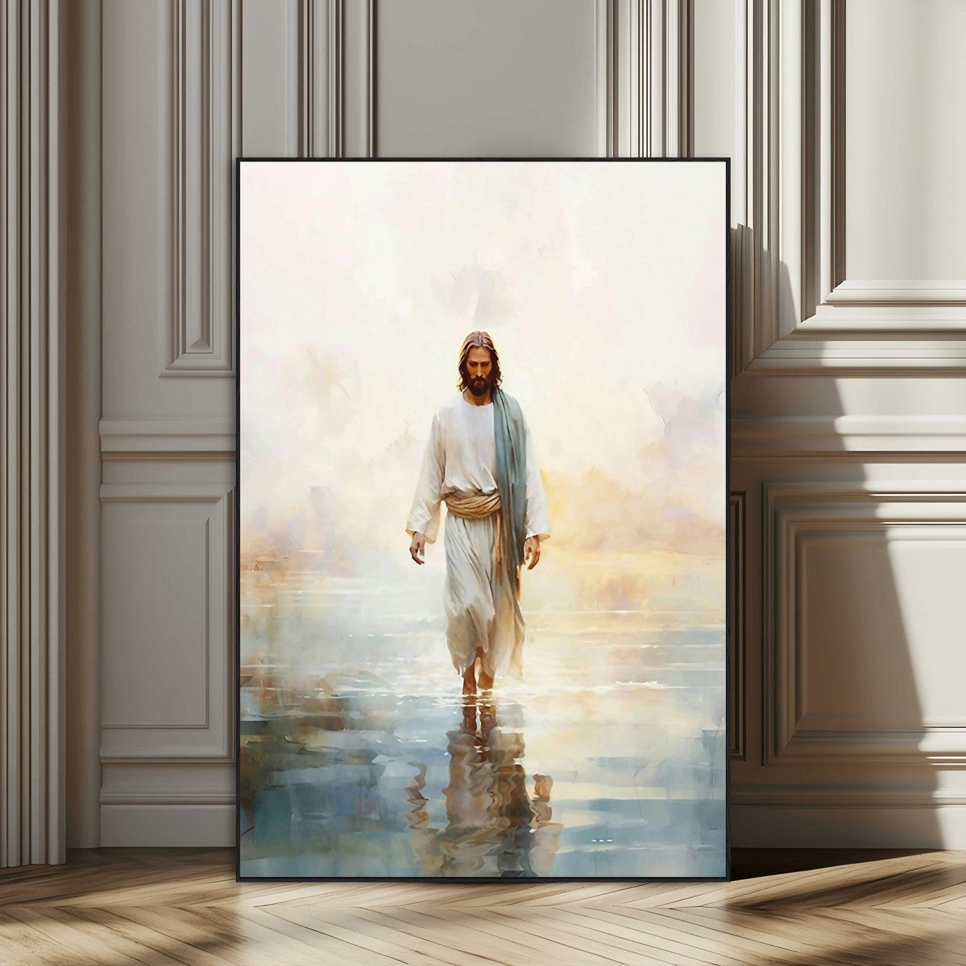 SEG-FC-51X34_Oversize - Jesus Walking on Water Wall Art Canvas Print, Christian Wall Art Print, God Jesus Print