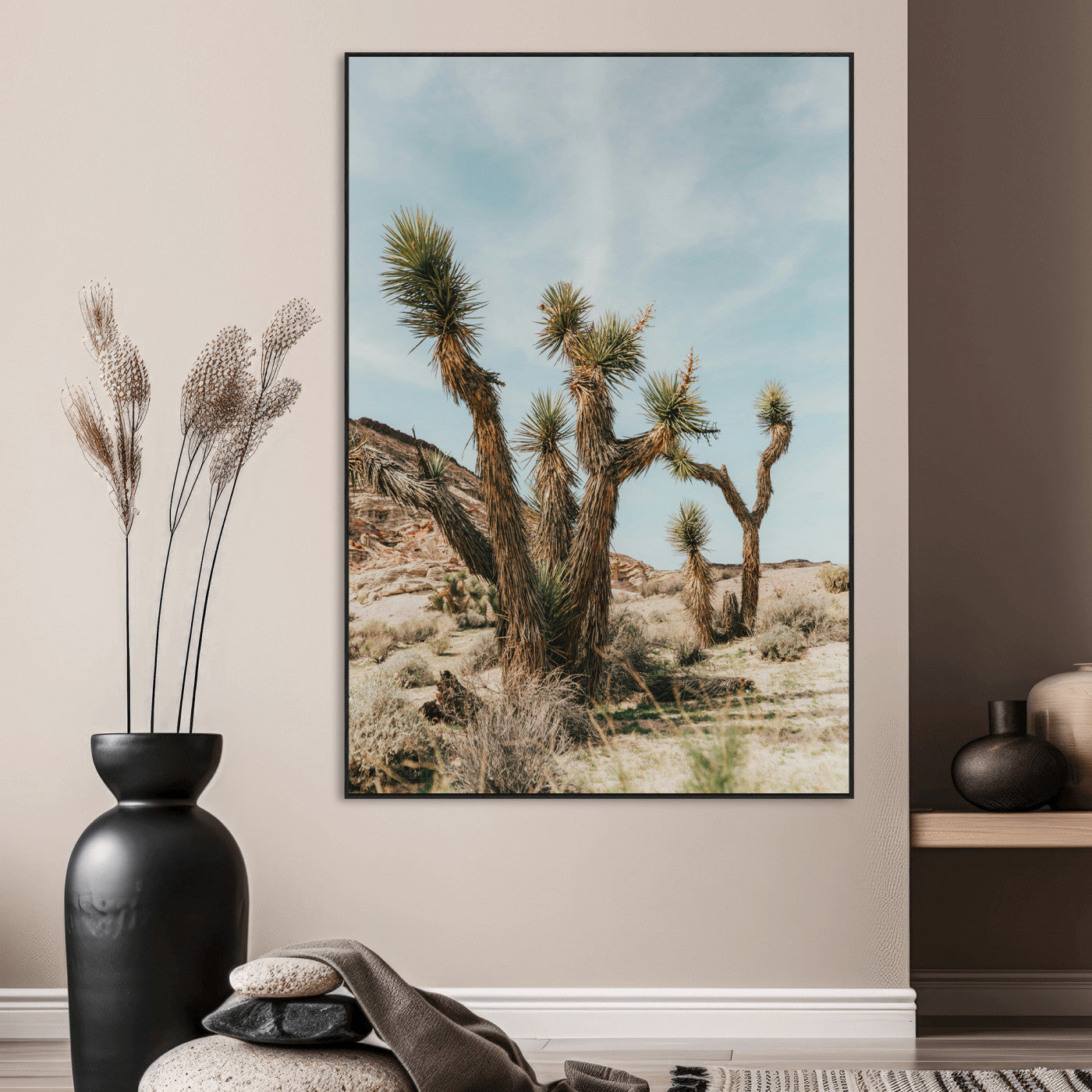 SEG-FC-51X34_Oversize - Joshua Tree Desert Canvas Print – Southwestern Boho Landscape Wall Art, Rustic Nature Scene for