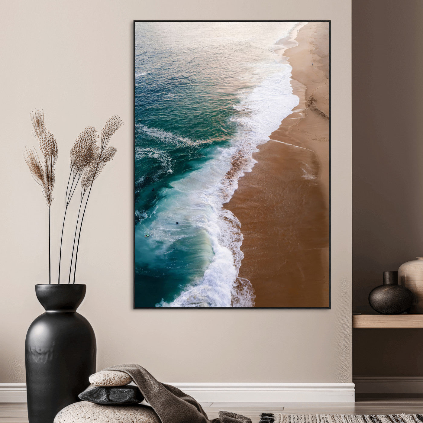 SEG-FC-51X34_Oversize - Serene Ocean Waves Beach Wall Art – Coastal Nature Canvas Print, Wrapped Canvas for Relaxing Decor in Living Room, Bedroom, Office