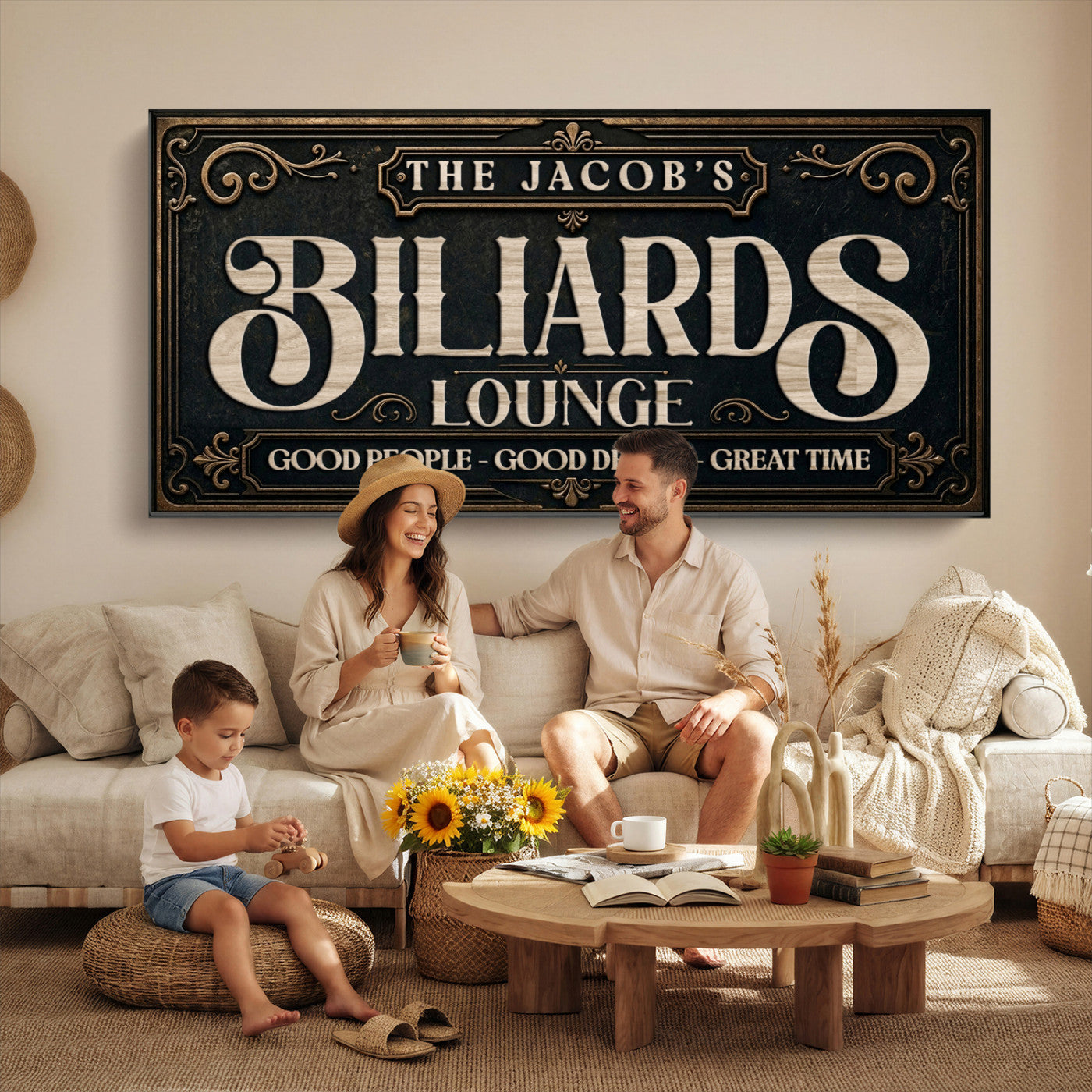 47215219-PAN-FL-20X10 - Custom Bar Sign Wall Art Canvas Print