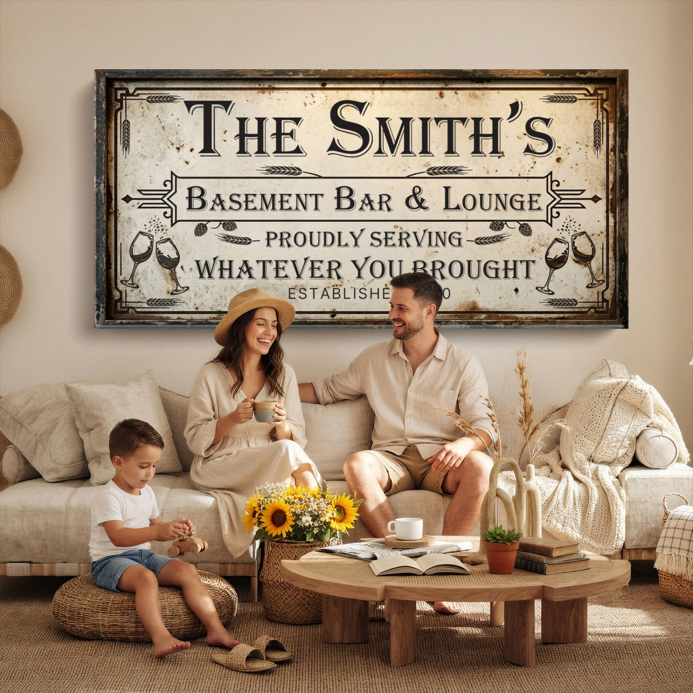 28317410-PAN-FL-20X10 - Custom Bar Sign Wall Art Canvas Print