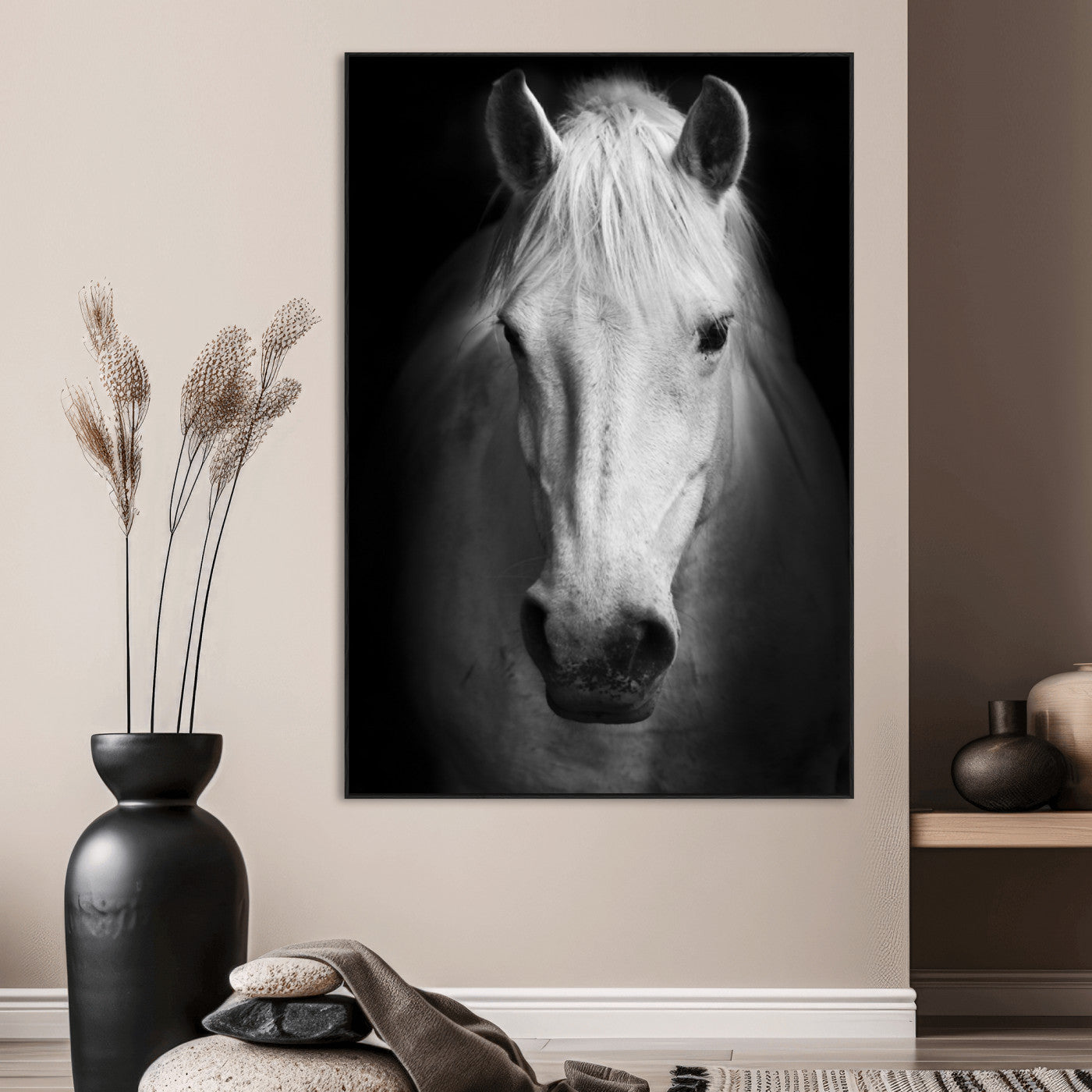 SEG-FC-51X34_Oversize - Large Wall Art White Horse Canvas Print