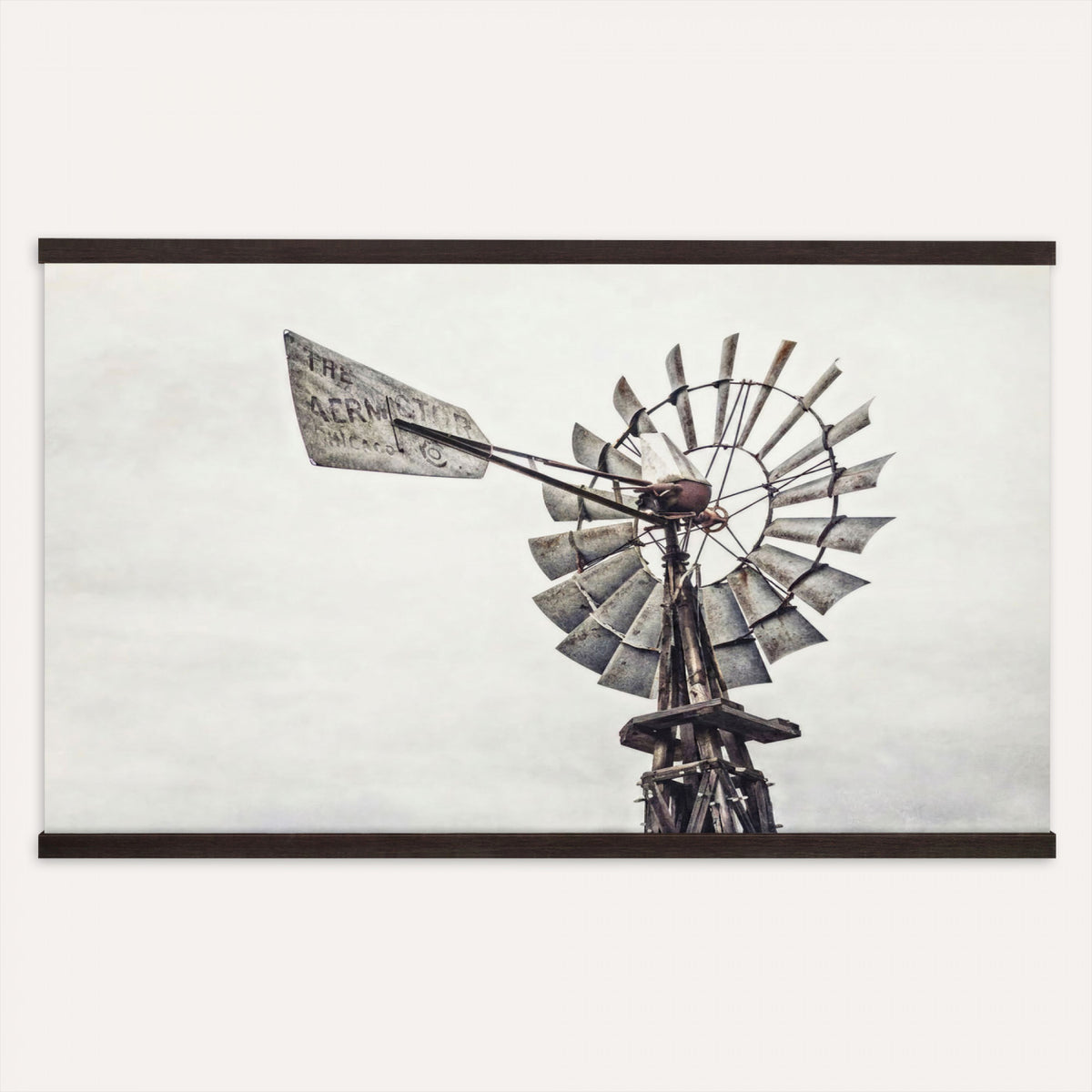 63200638-MGV-TP-30X20 - Vintage Rustic Farmhouse Windmill Canvas Wall Art - Western Country Landscape Print
