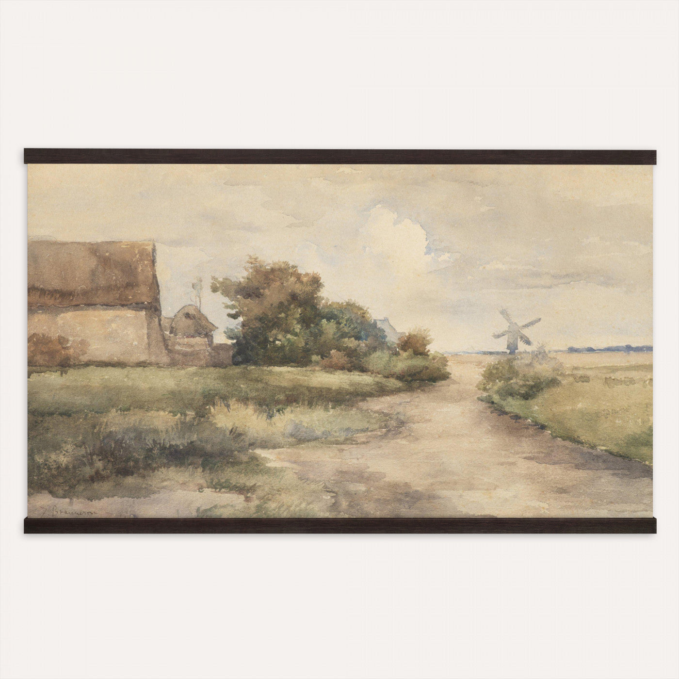 97169621-MGV-TP-30X20 - Vintage Windmill Cottage Tapestry Wall Hanging, Rustic Country Rural Art