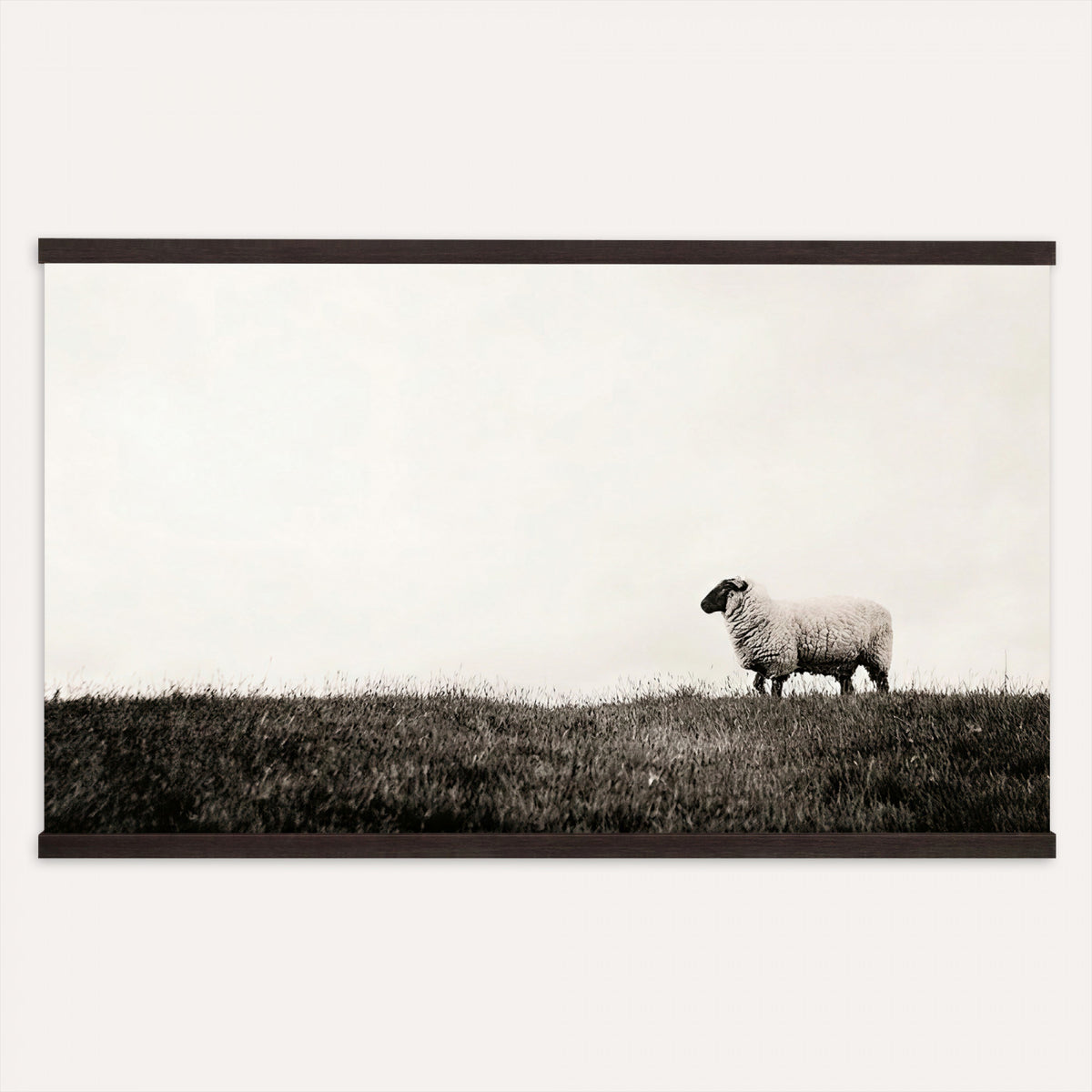 72749448-MGV-TP-30X20 - Minimalist Sepia Sheep Canvas Wall Art - Rustic Farmhouse Country Landscape Print