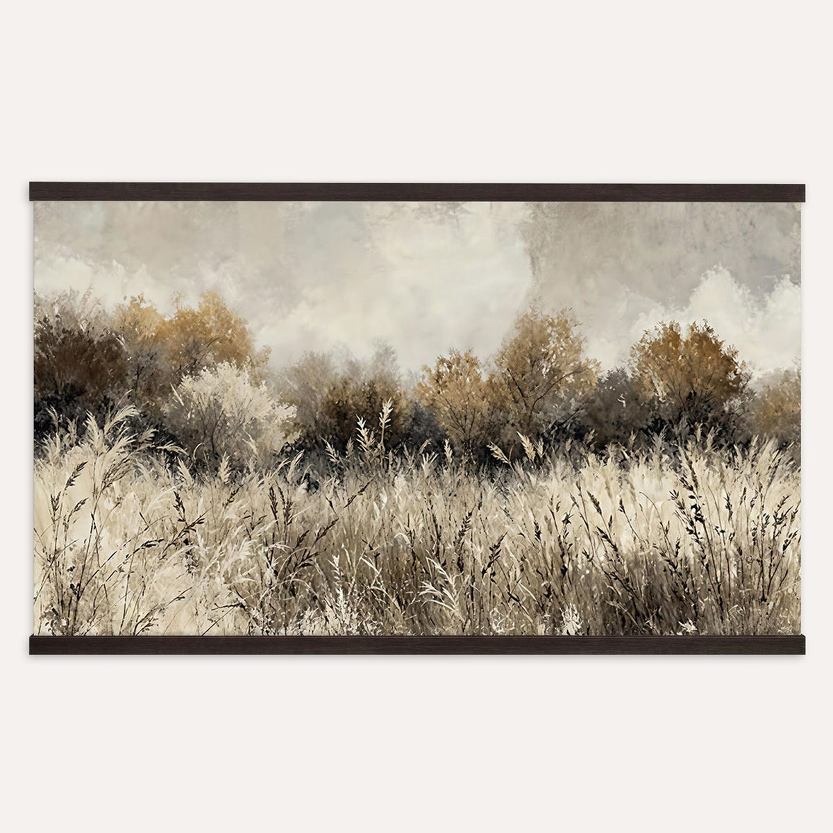53959945-_Poster-30x20 - Muted Neutral Forest Landscape Canvas Wall Art - Vintage Rustic Wildflower Meadow Print