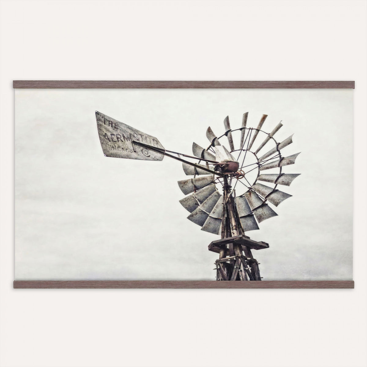 63200638-MGV-TP-30X20 - Vintage Rustic Farmhouse Windmill Canvas Wall Art - Western Country Landscape Print