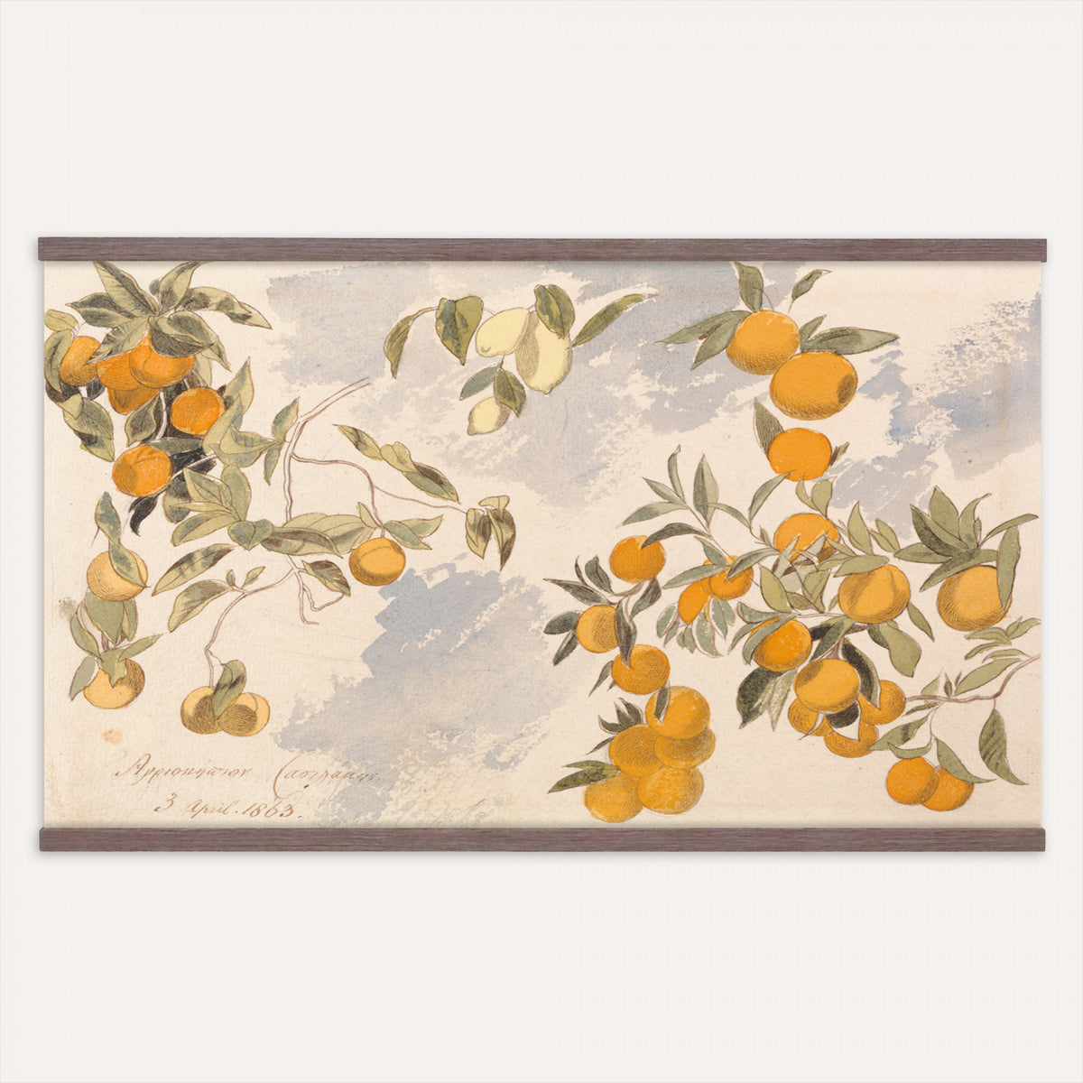 81433656-MGV-TP-30X20 - Art Nouveau pattern design tapestry wall hanging of "Marigold" by William Morris, showing a dense, perfectly balanced repeat of curling marigold blooms, scrolling stems, and layered leaf work in deep olive and sage green with warm cream botanical linework. Extra large wall art, made in the USA.