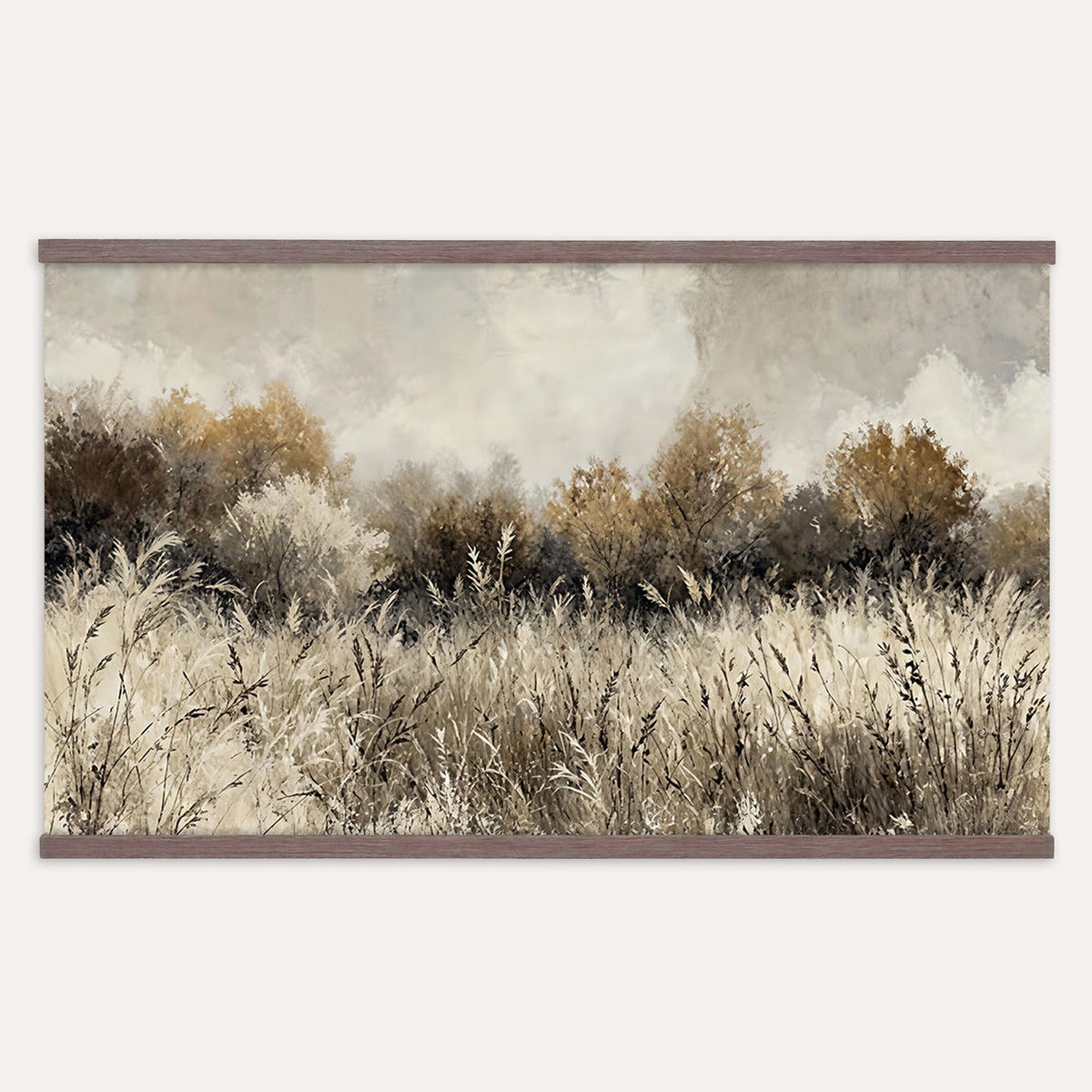 53959945-_Poster-30x20 - Muted Neutral Forest Landscape Canvas Wall Art - Vintage Rustic Wildflower Meadow Print