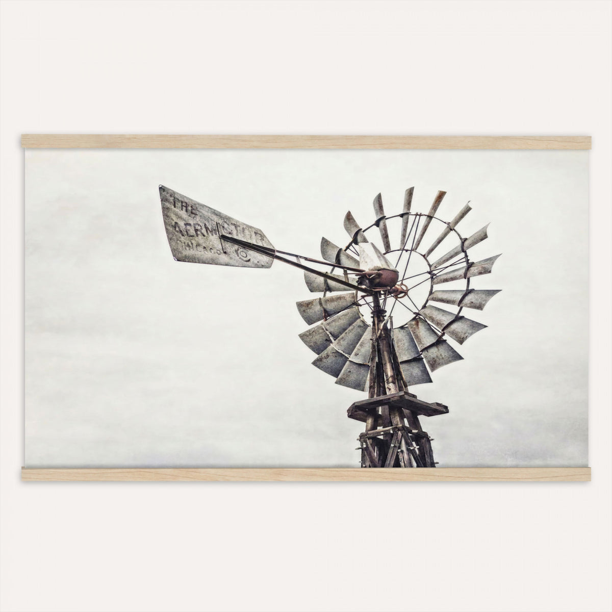 63200638-MGV-TP-30X20 - Vintage Rustic Farmhouse Windmill Canvas Wall Art - Western Country Landscape Print