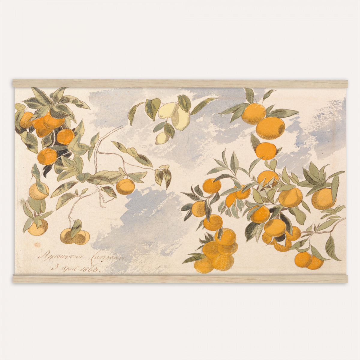 81433656-MGV-TP-30X20 - Art Nouveau pattern design tapestry wall hanging of "Marigold" by William Morris, showing a dense, perfectly balanced repeat of curling marigold blooms, scrolling stems, and layered leaf work in deep olive and sage green with warm cream botanical linework. Extra large wall art, made in the USA.