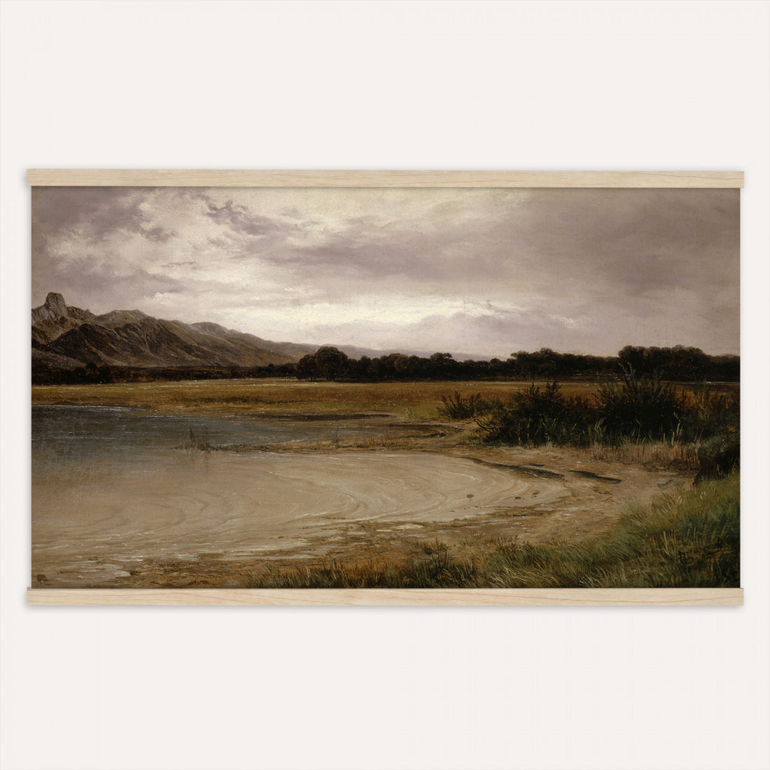 Mountain Lake Tapestry Wall Art, Antique Romanticism Lake Wall Hanging, Extra Large Cabin Office Wall Decor Gift