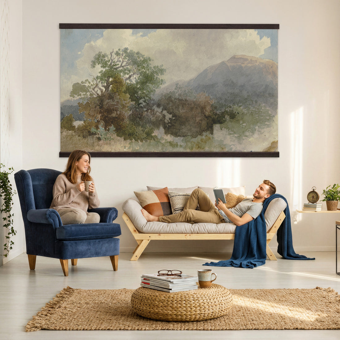 Thomas Girtin Tapestry Wall Art, Landscape with a Church Romanticism Blanket, Extra Large Living Room Decor Gift
