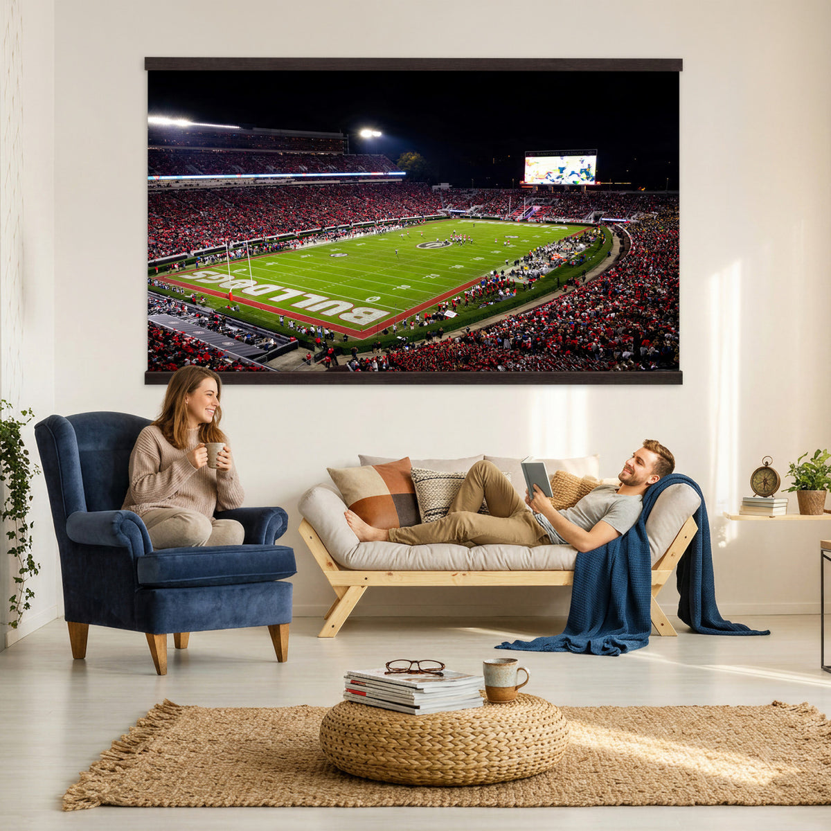 12753057-MGV-TP-30X20 - Sanford Stadium Night Game Canvas Wall Art - Georgia Bulldogs Football Stadium Print
