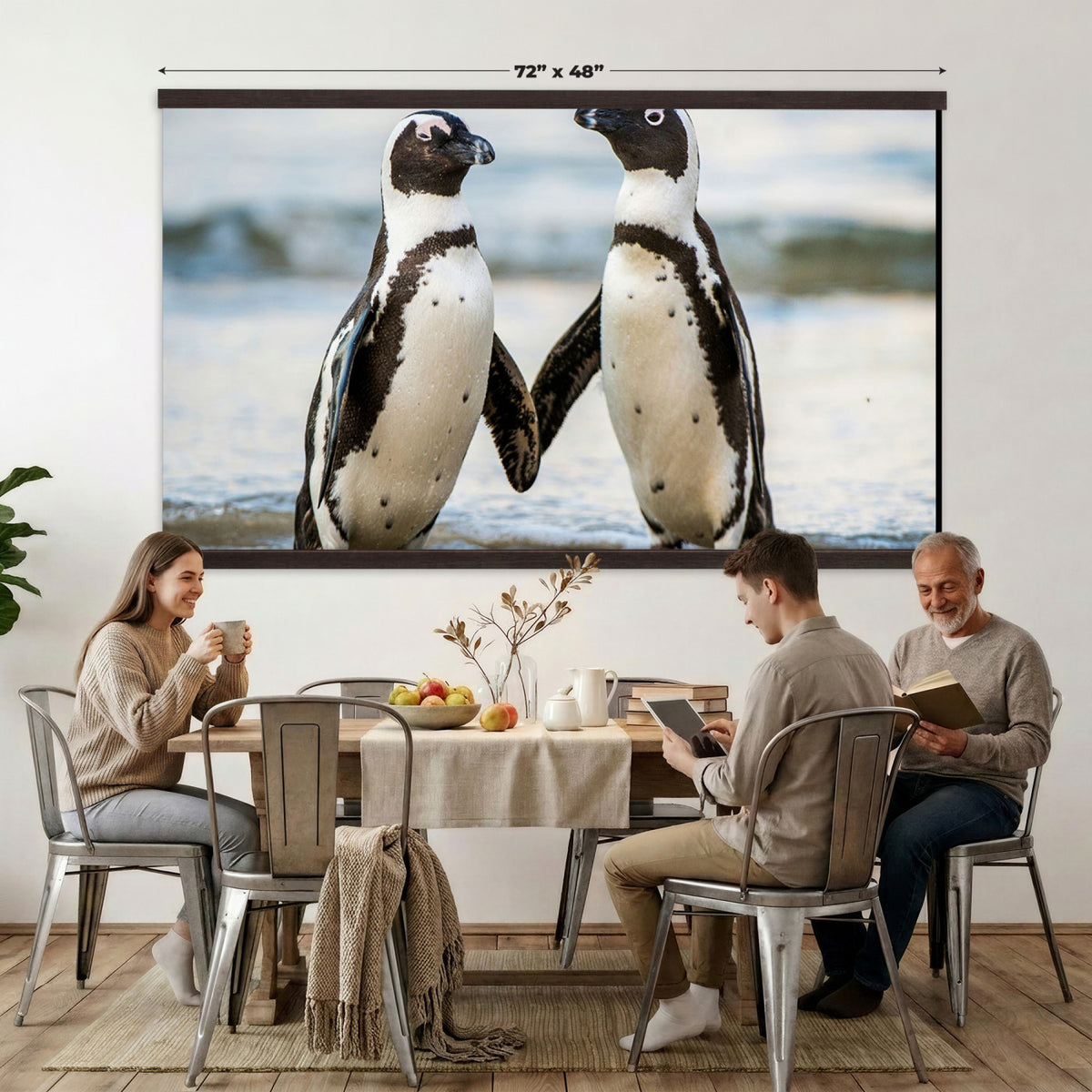 64870405-MGV-TP-30X20 - African Penguins Boulders Beach Wall Art Canvas Print, Cute Penguin Couple Photo Print