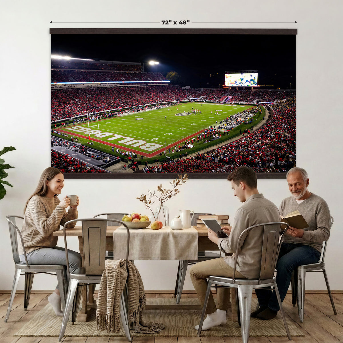 12753057-MGV-TP-30X20 - Sanford Stadium Night Game Canvas Wall Art - Georgia Bulldogs Football Stadium Print