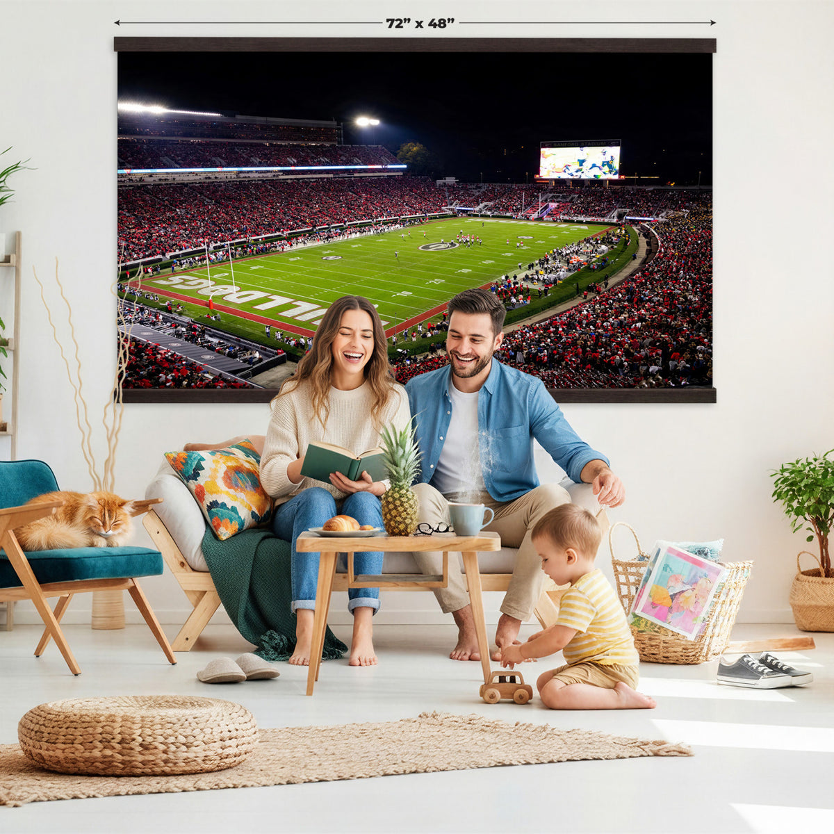 12753057-MGV-TP-30X20 - Sanford Stadium Night Game Canvas Wall Art - Georgia Bulldogs Football Stadium Print
