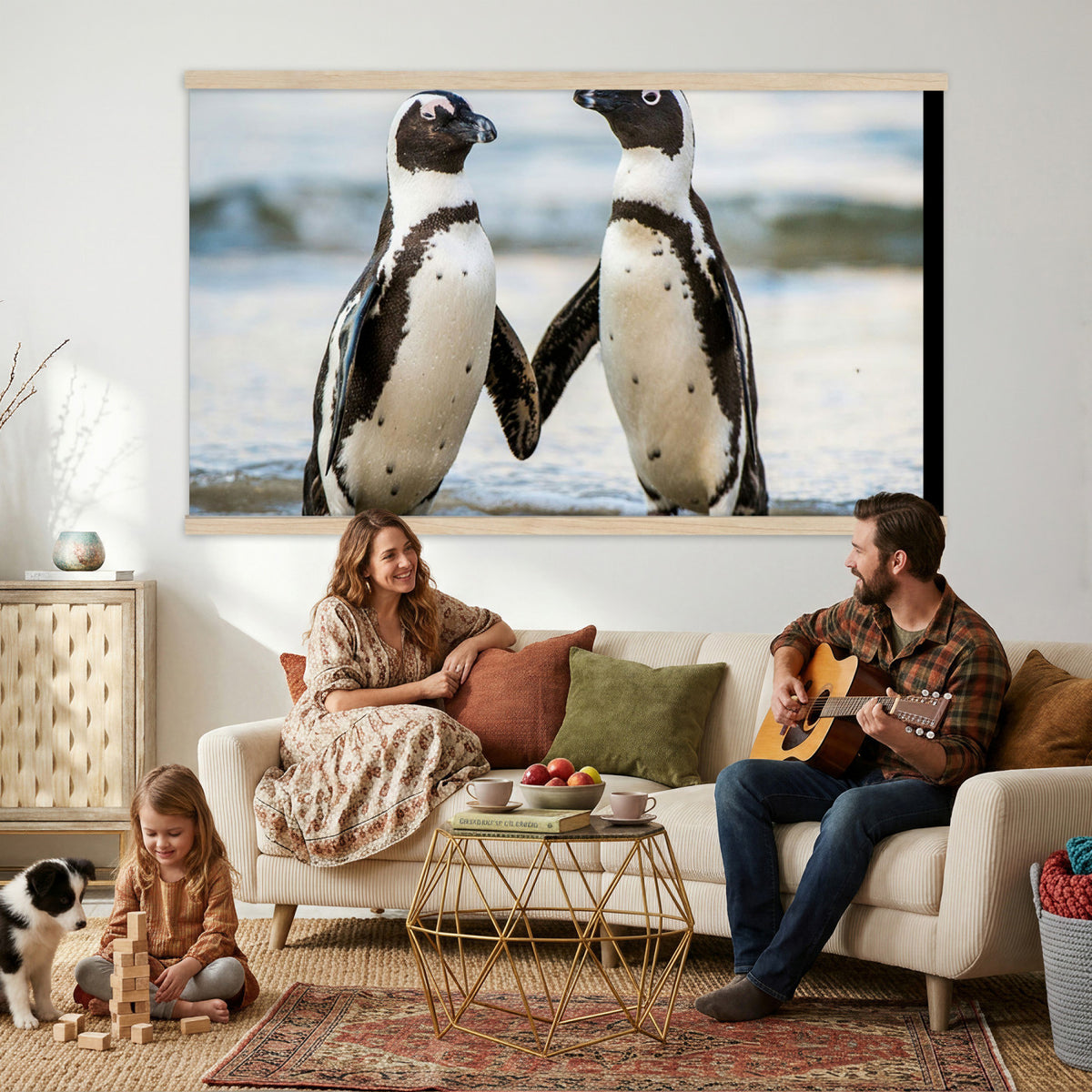 64870405-MGV-TP-30X20 - African Penguins Boulders Beach Wall Art Canvas Print, Cute Penguin Couple Photo Print