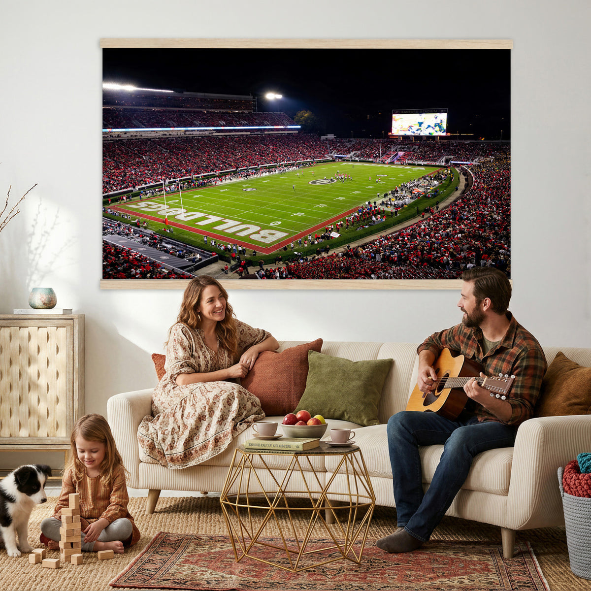 12753057-MGV-TP-30X20 - Sanford Stadium Night Game Canvas Wall Art - Georgia Bulldogs Football Stadium Print