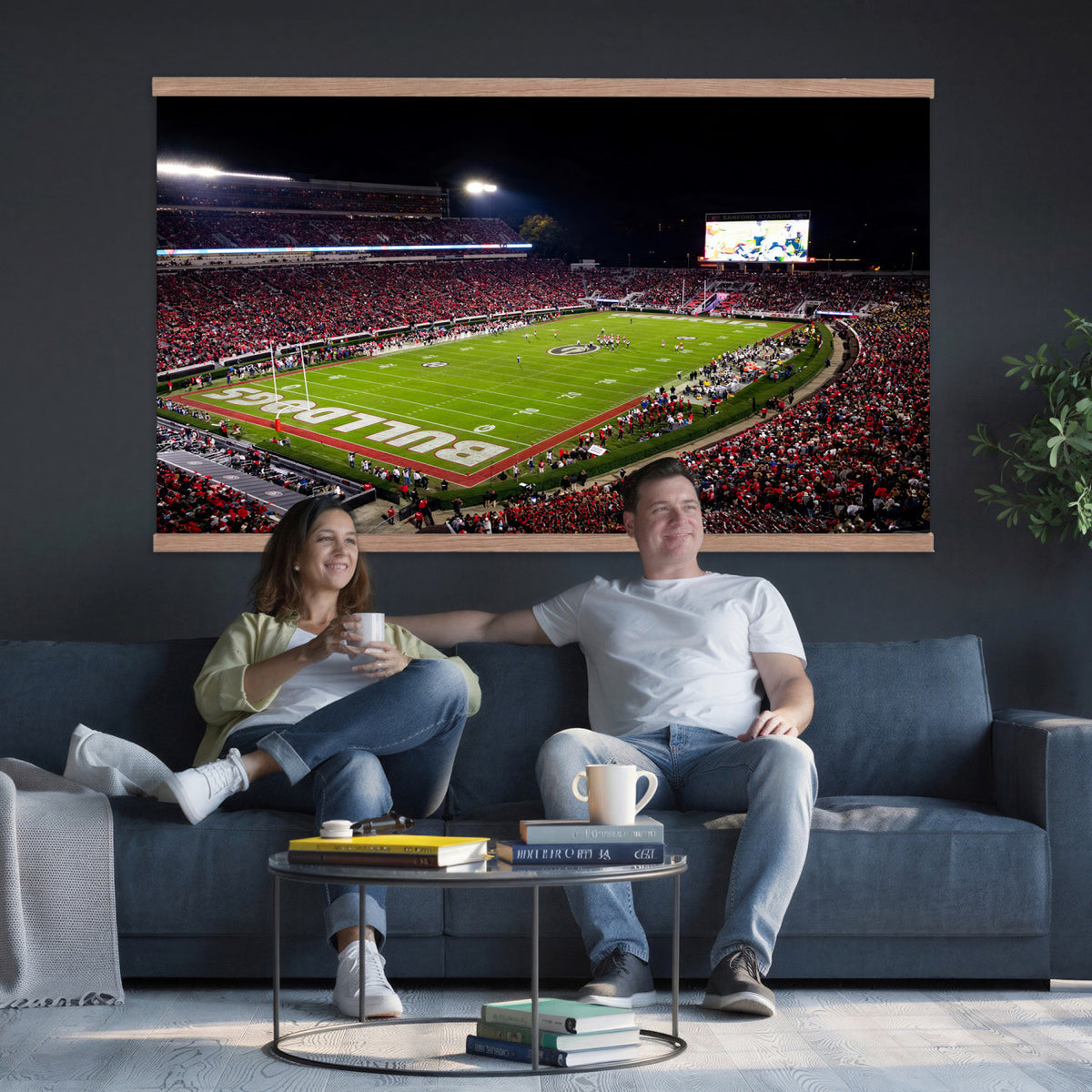 12753057-MGV-TP-30X20 - Sanford Stadium Night Game Canvas Wall Art - Georgia Bulldogs Football Stadium Print