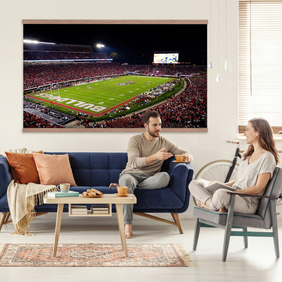 12753057-MGV-TP-30X20 - Sanford Stadium Night Game Canvas Wall Art - Georgia Bulldogs Football Stadium Print