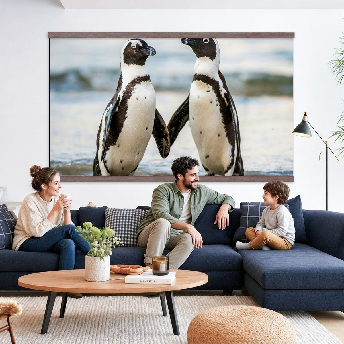 64870405-MGV-TP-30X20 - African Penguins Boulders Beach Wall Art Canvas Print, Cute Penguin Couple Photo Print