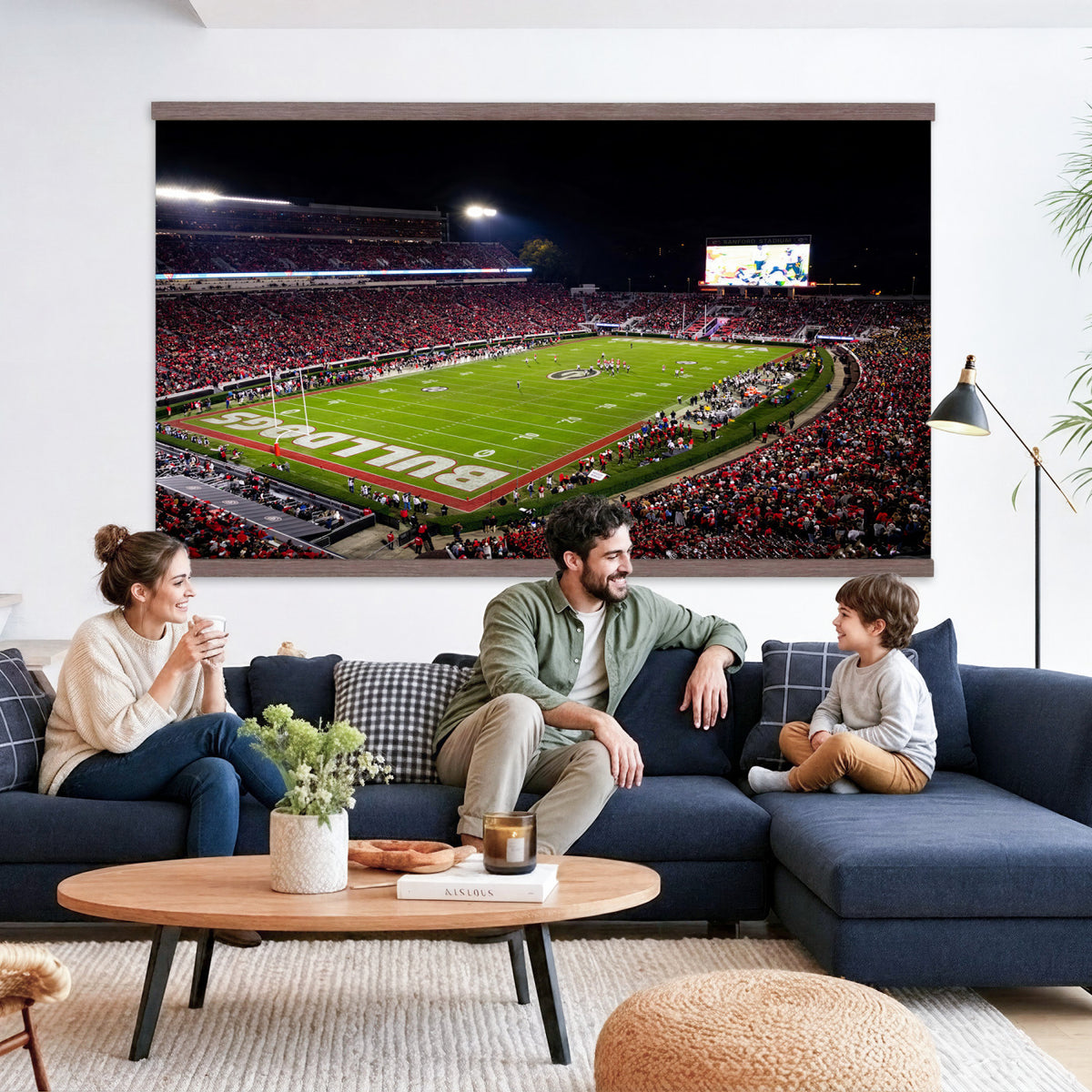 12753057-MGV-TP-30X20 - Sanford Stadium Night Game Canvas Wall Art - Georgia Bulldogs Football Stadium Print