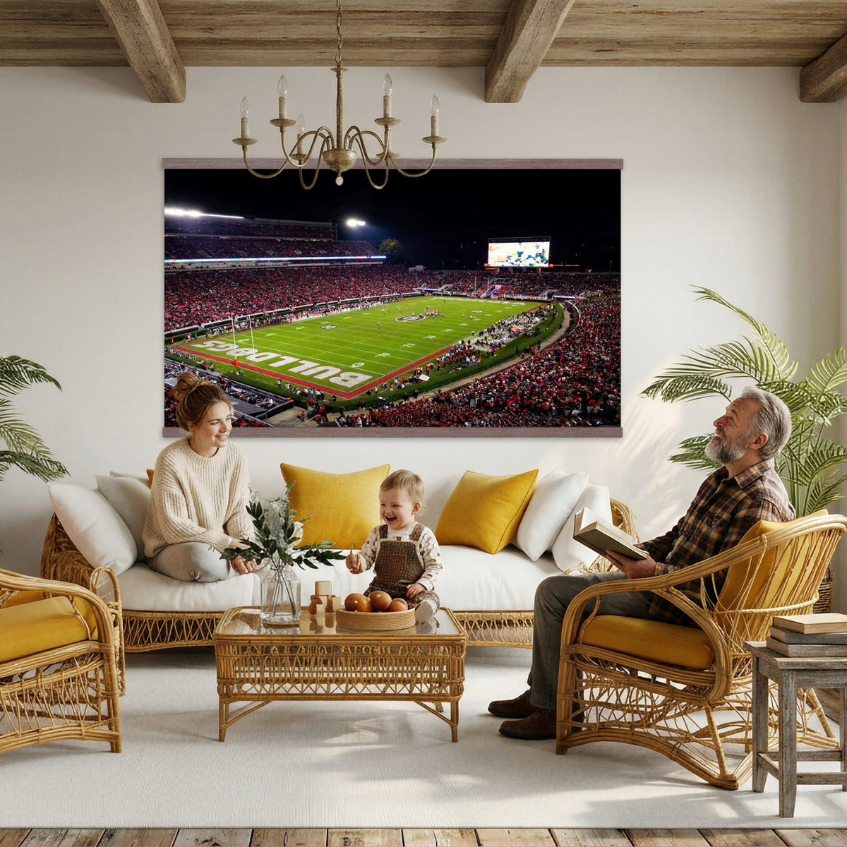 12753057-MGV-TP-30X20 - Sanford Stadium Night Game Canvas Wall Art - Georgia Bulldogs Football Stadium Print