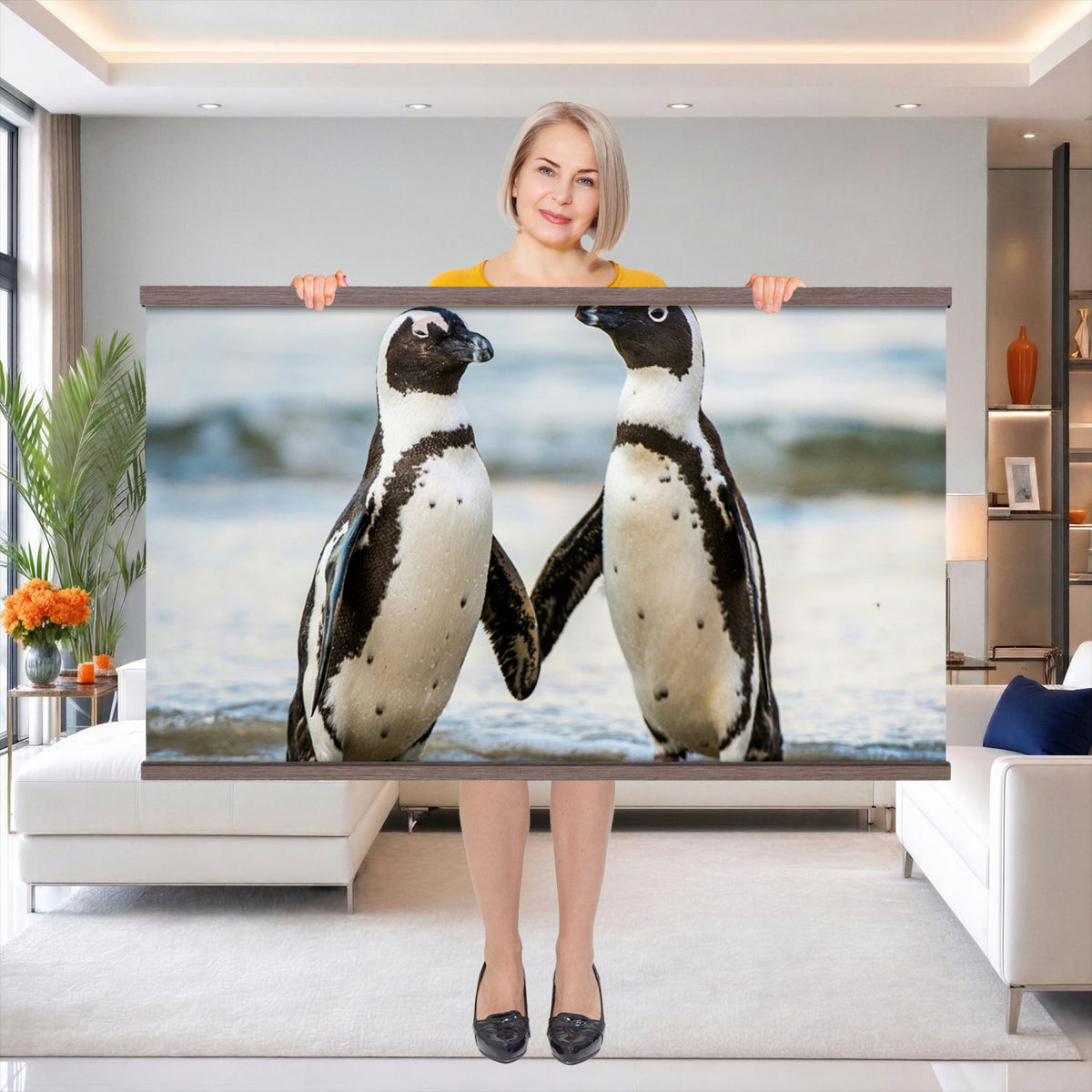64870405-MGV-TP-30X20 - African Penguins Boulders Beach Wall Art Canvas Print, Cute Penguin Couple Photo Print